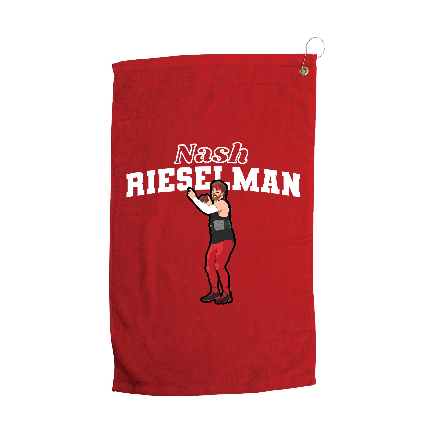 Golf Towel — Name Arch in Red