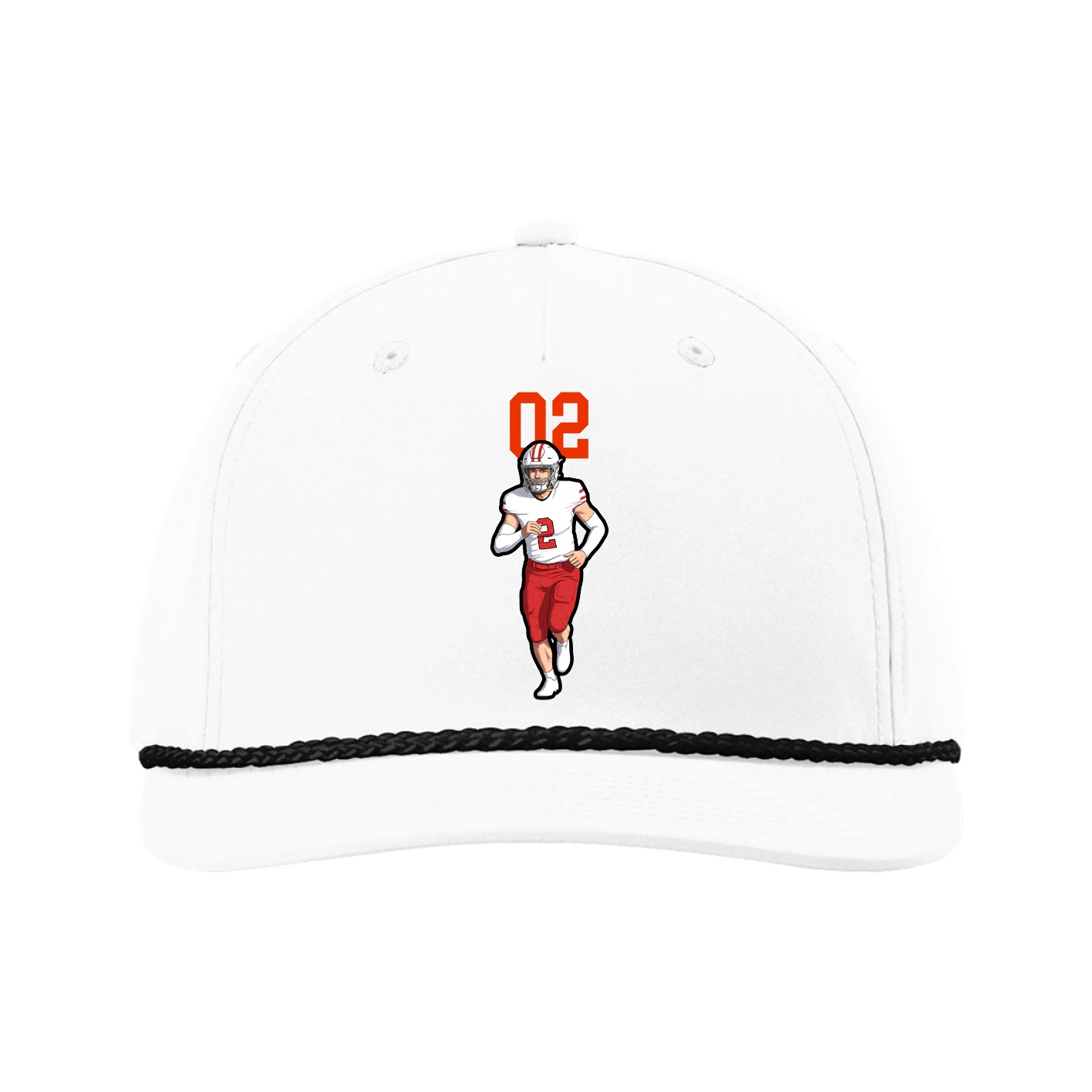 Five-Panel Classic Rope Cap — Number Top in White