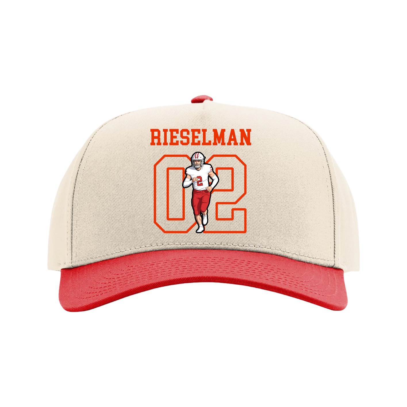 Full Fabric Five-Panel Champ Cap — Shirsey in Cream/Red