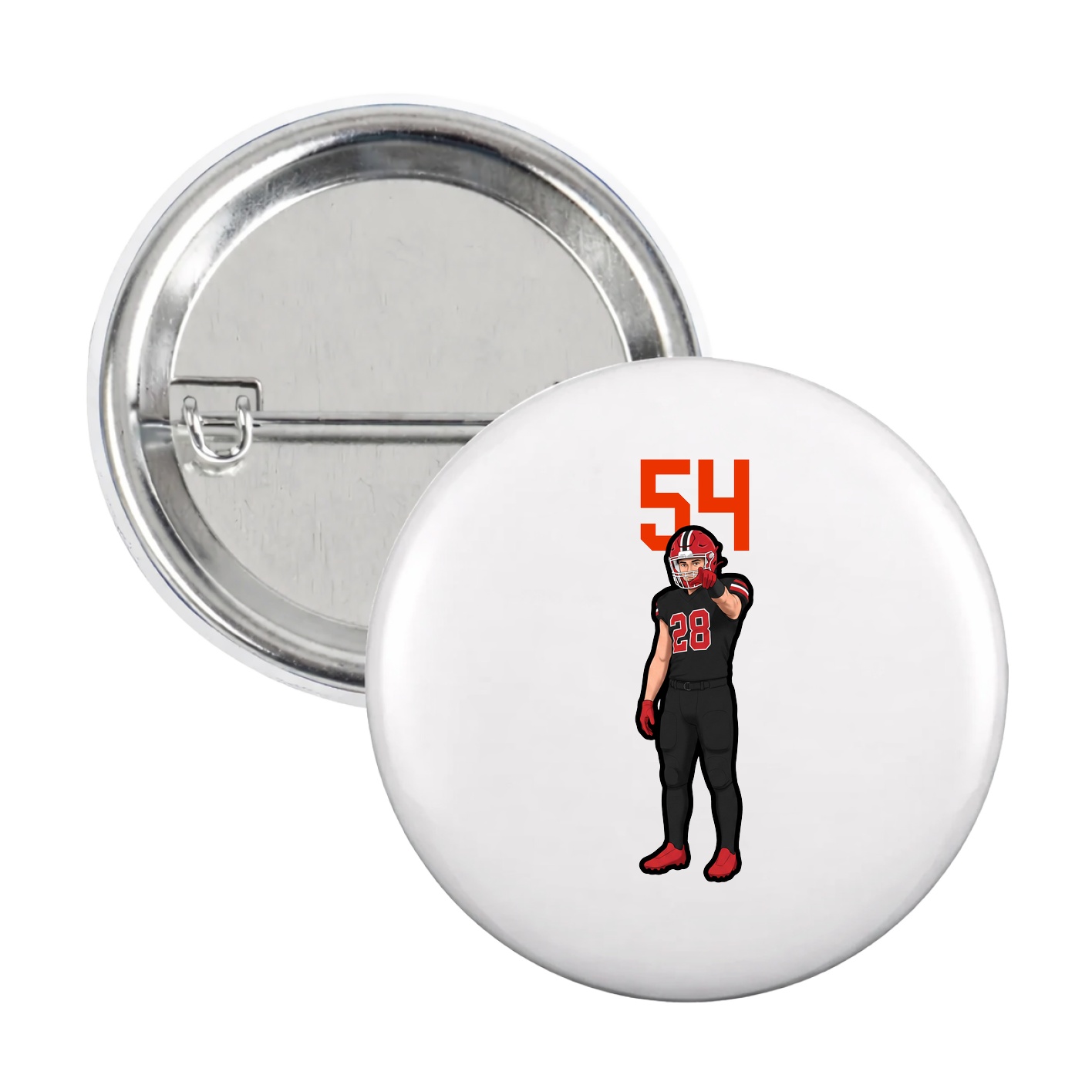 Game Day Button — Number Top in White