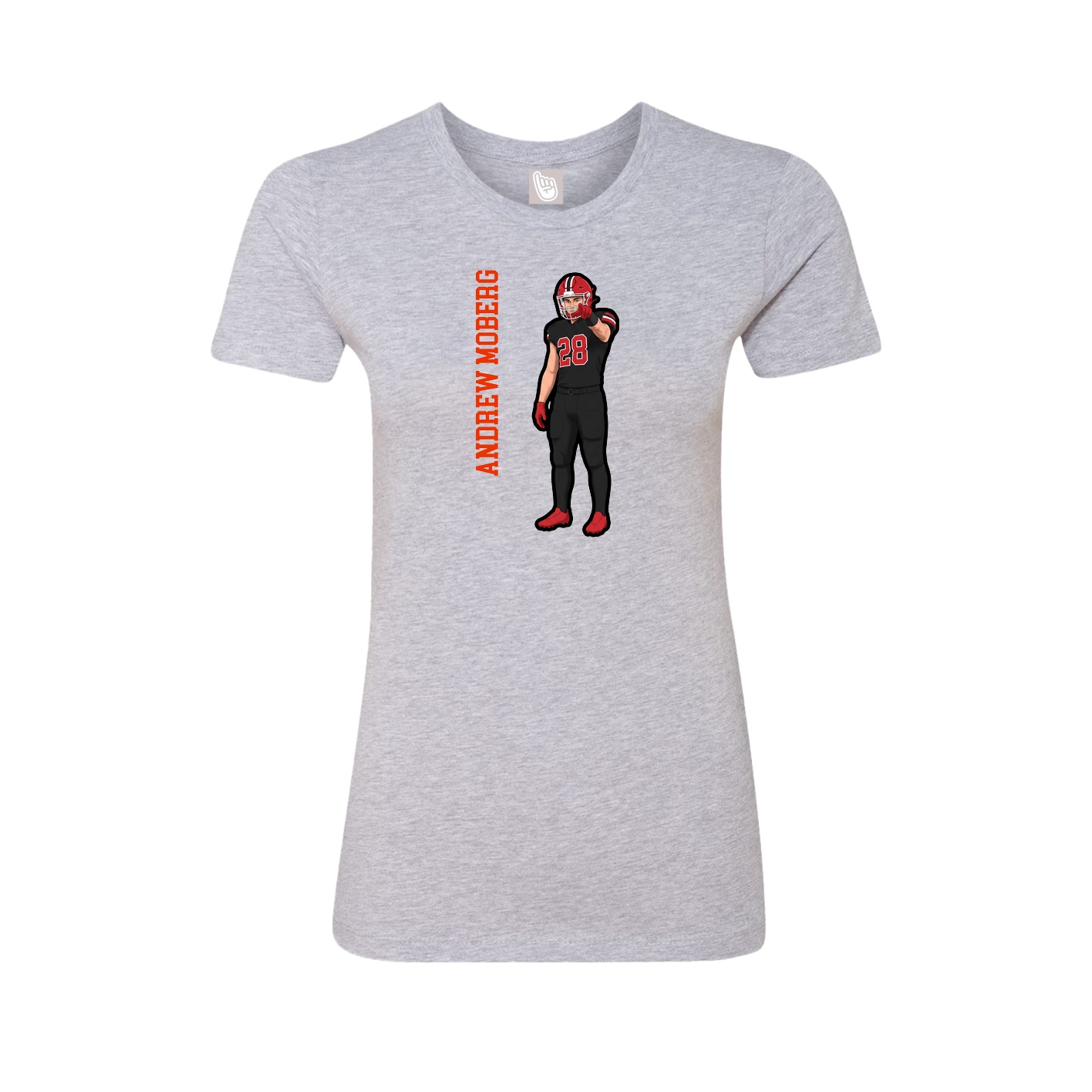 Fitted Women's Tee — Name Vertical in Grey