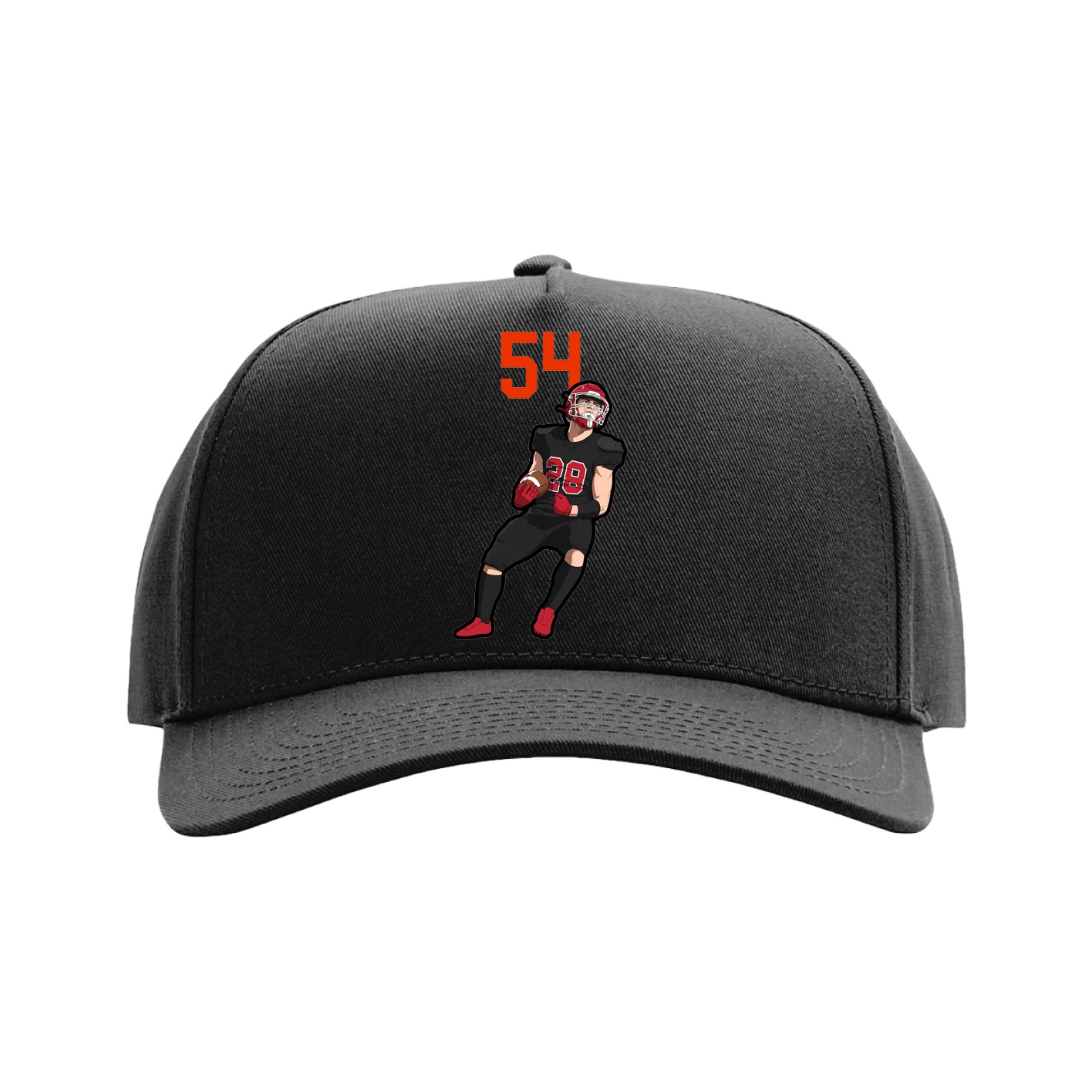 Full Fabric Five-Panel Champ Cap — Number Top in Black