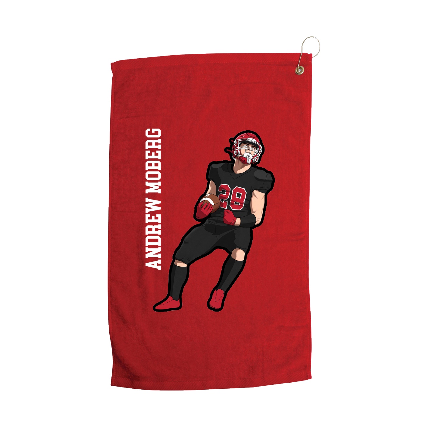 Golf Towel — Name Vertical in Red