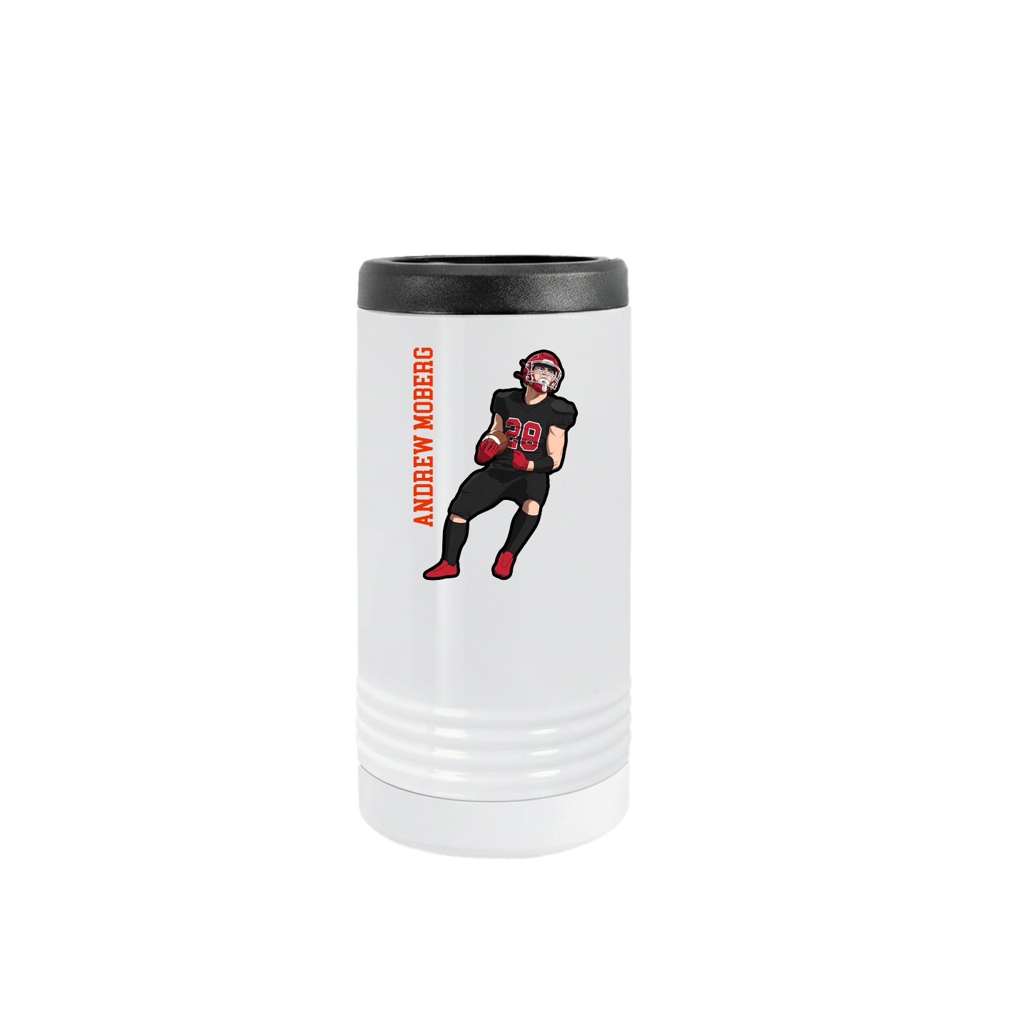 Slim Beverage Holder — Name Vertical in White