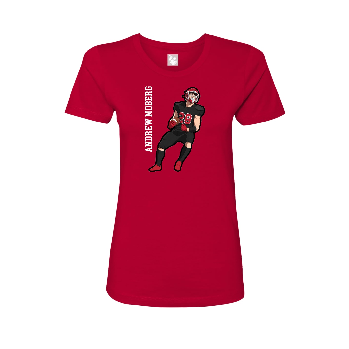 Fitted Women's Tee — Name Vertical in Red