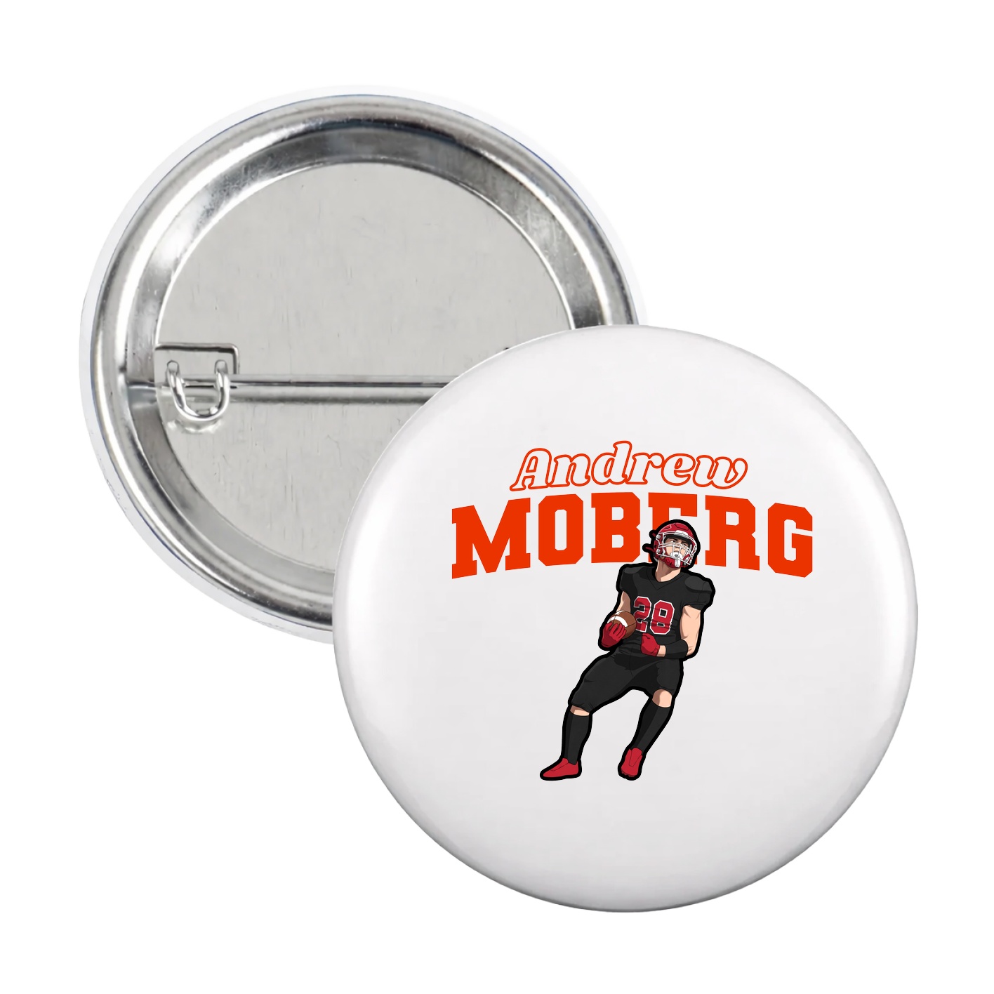 Game Day Button — Name Arch in White