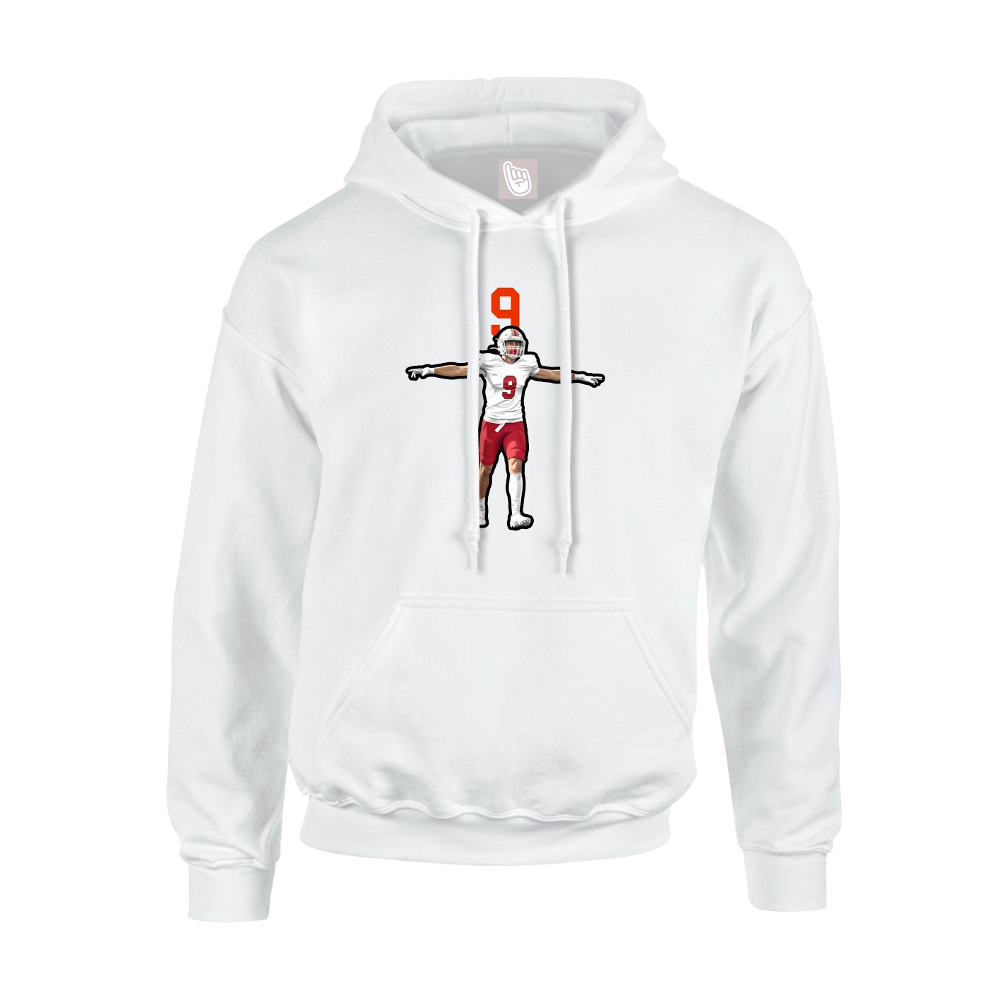 Youth Hoodie — Number Top in White