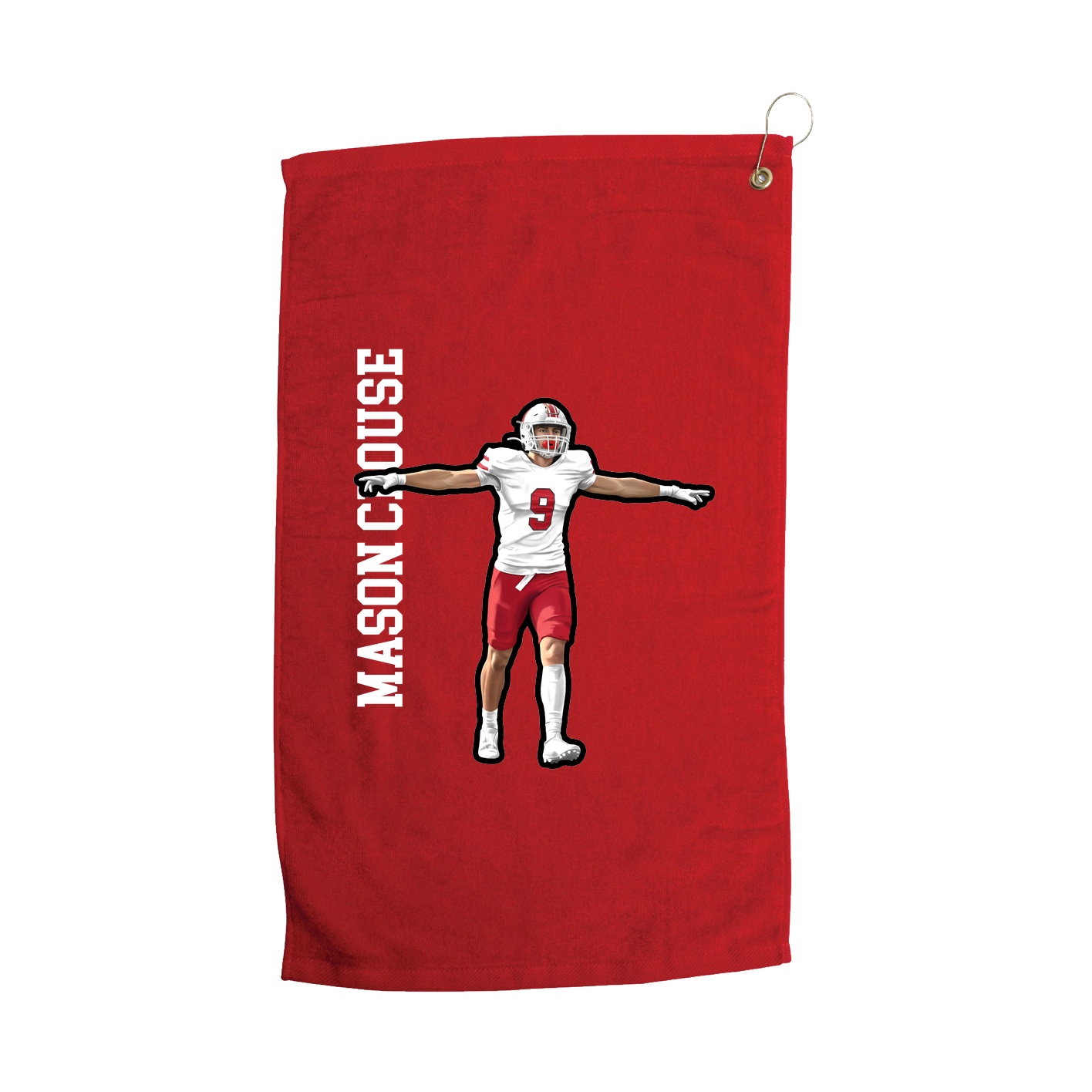 Golf Towel — Name Vertical in Red