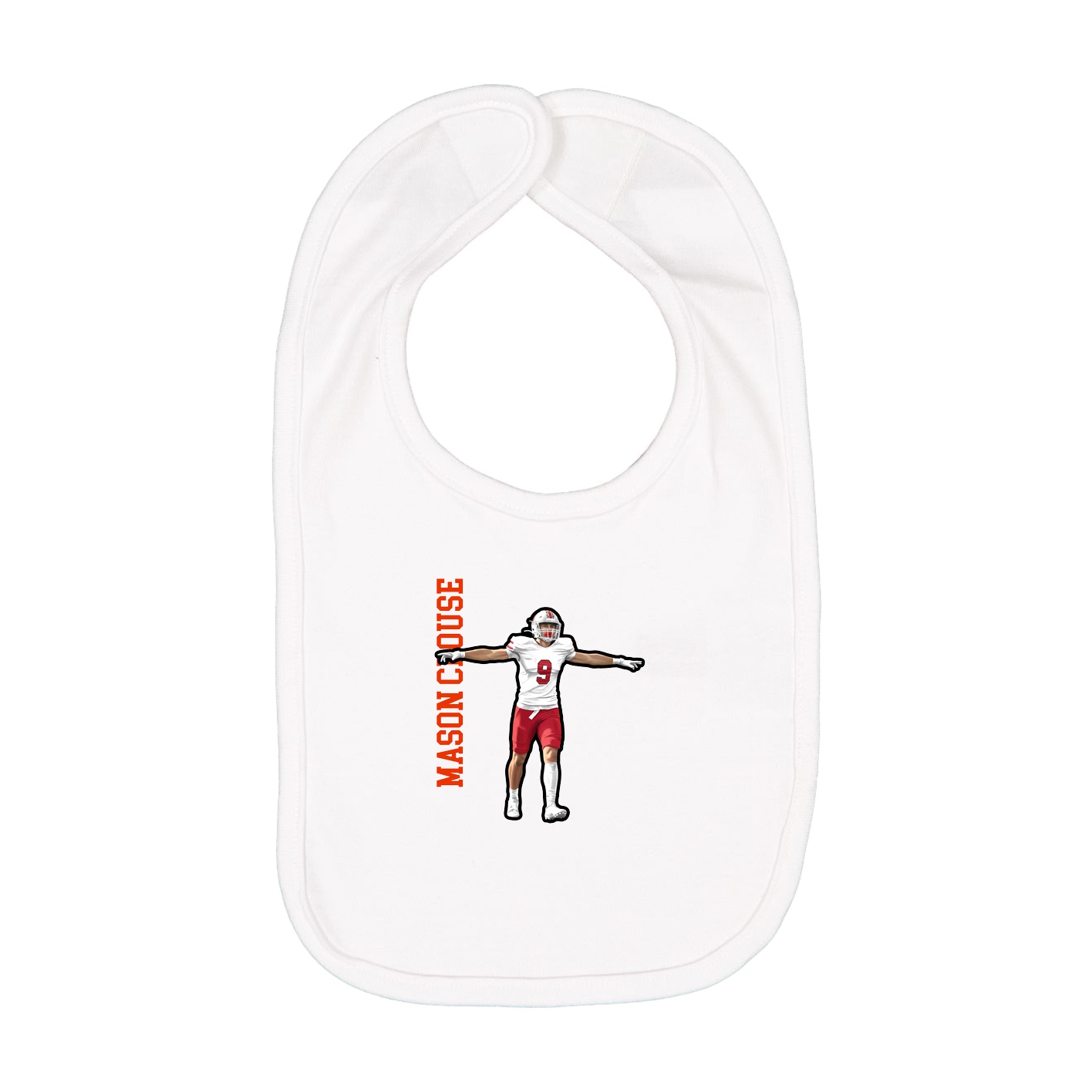 Infant Bib — Name Vertical in White