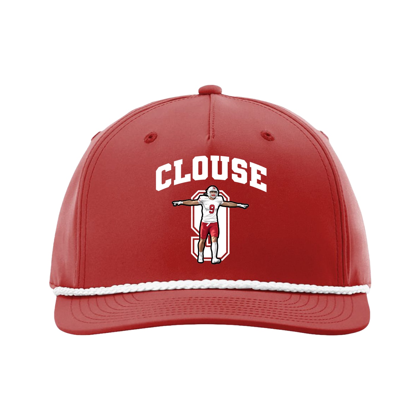 Five-Panel Classic Rope Cap — Number in Red