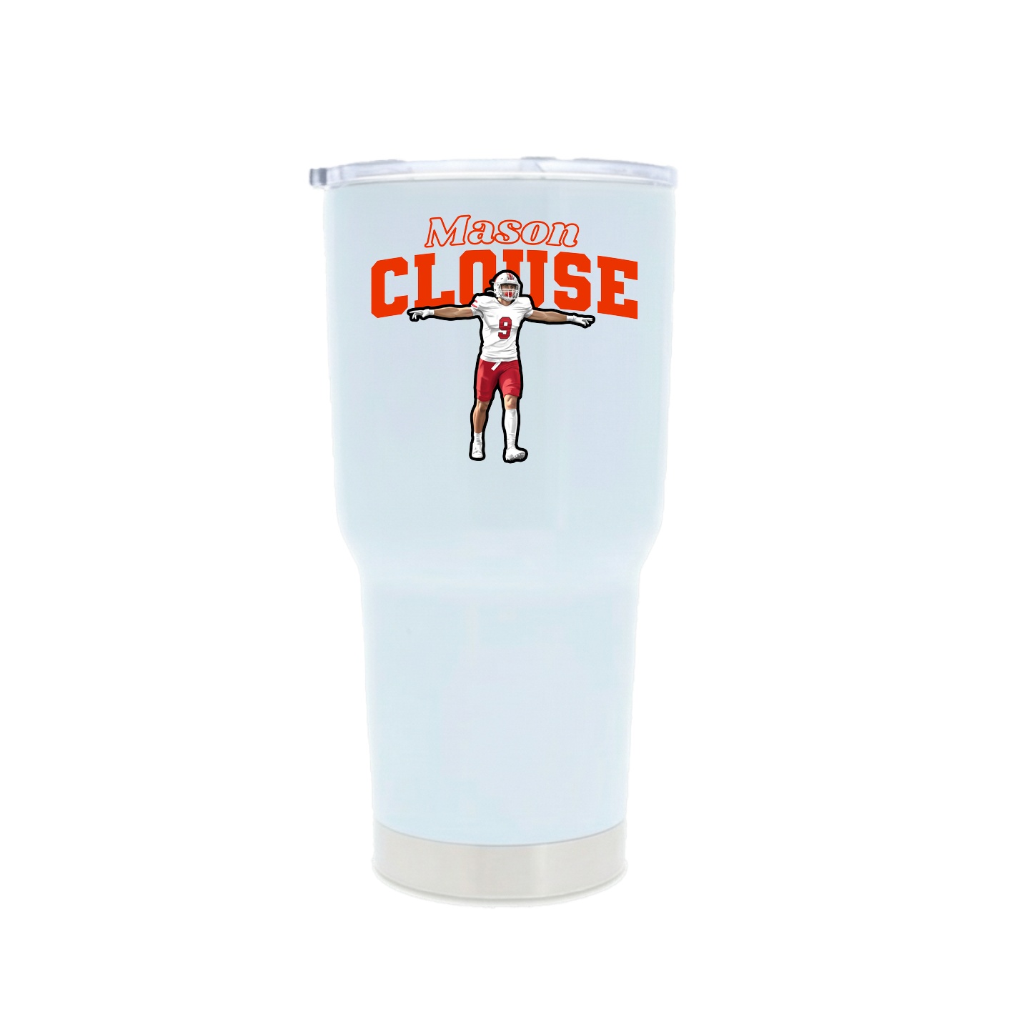 30oz Stainless Steel Tumbler — Name Arch in White