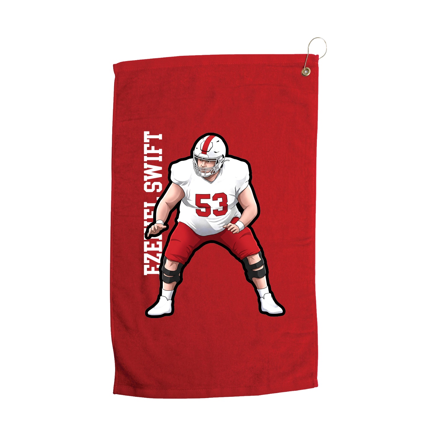 Golf Towel — Name Vertical in Red