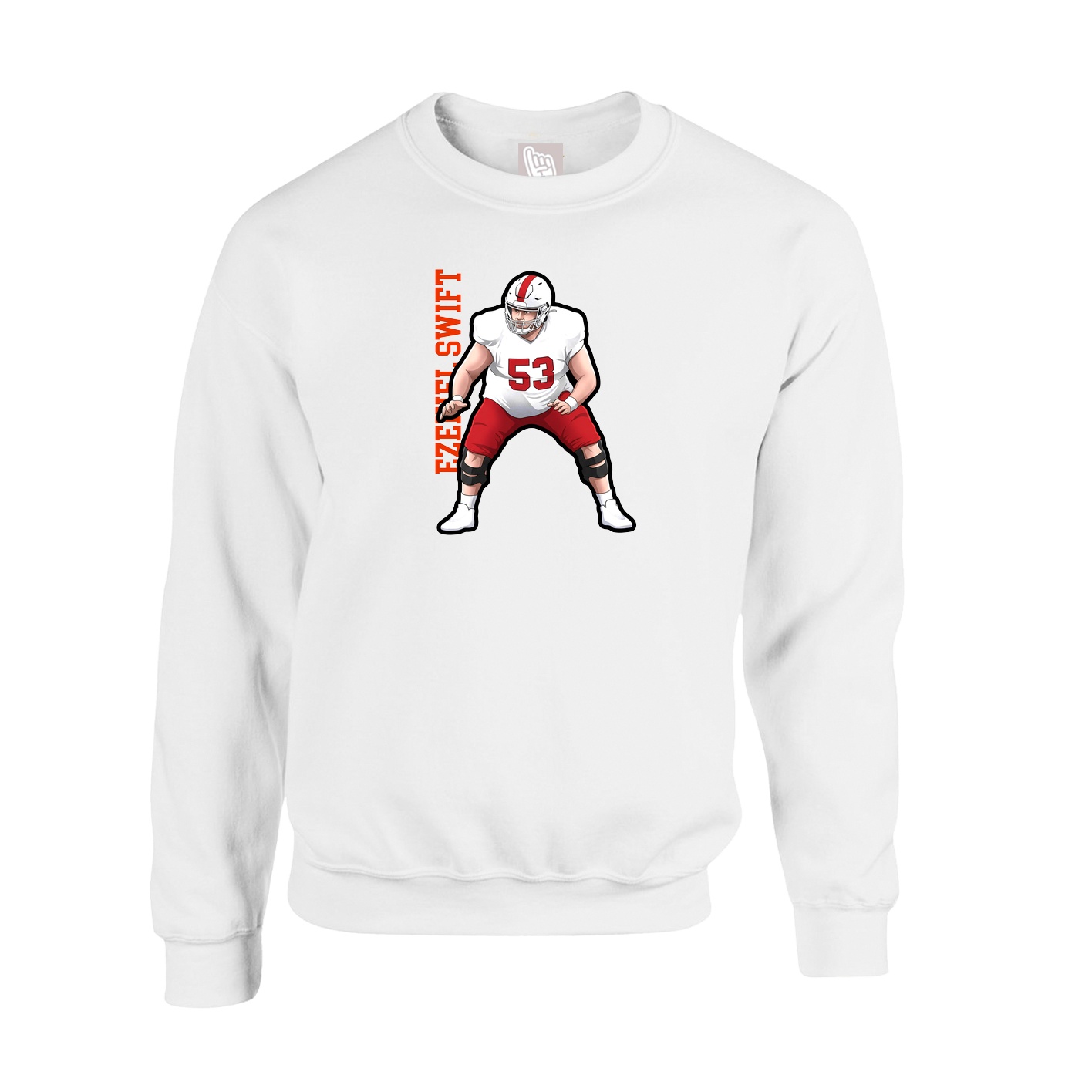 Fleece Crew — Name Vertical in White