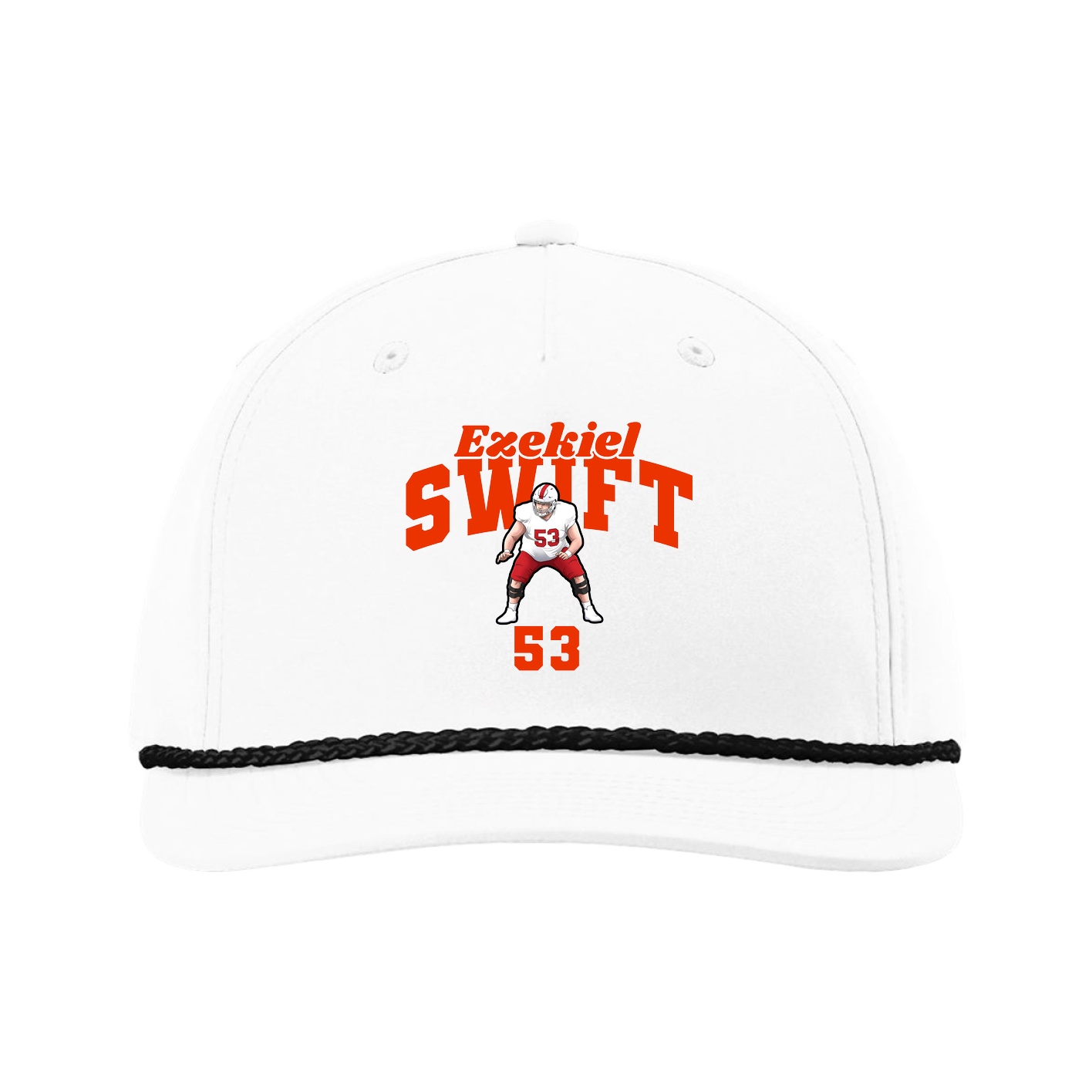 Five-Panel Classic Rope Cap — Signature Arch in White