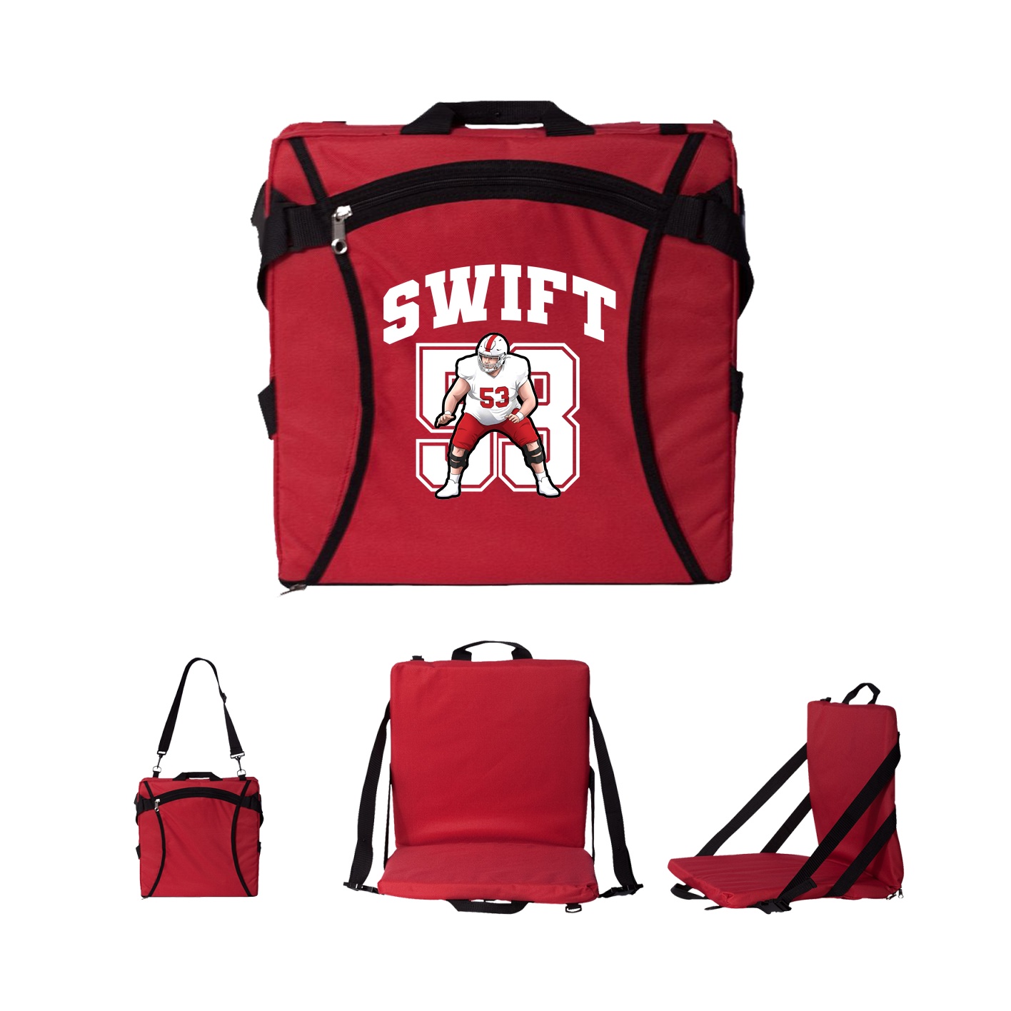 Folding Stadium Seat — Number in Red