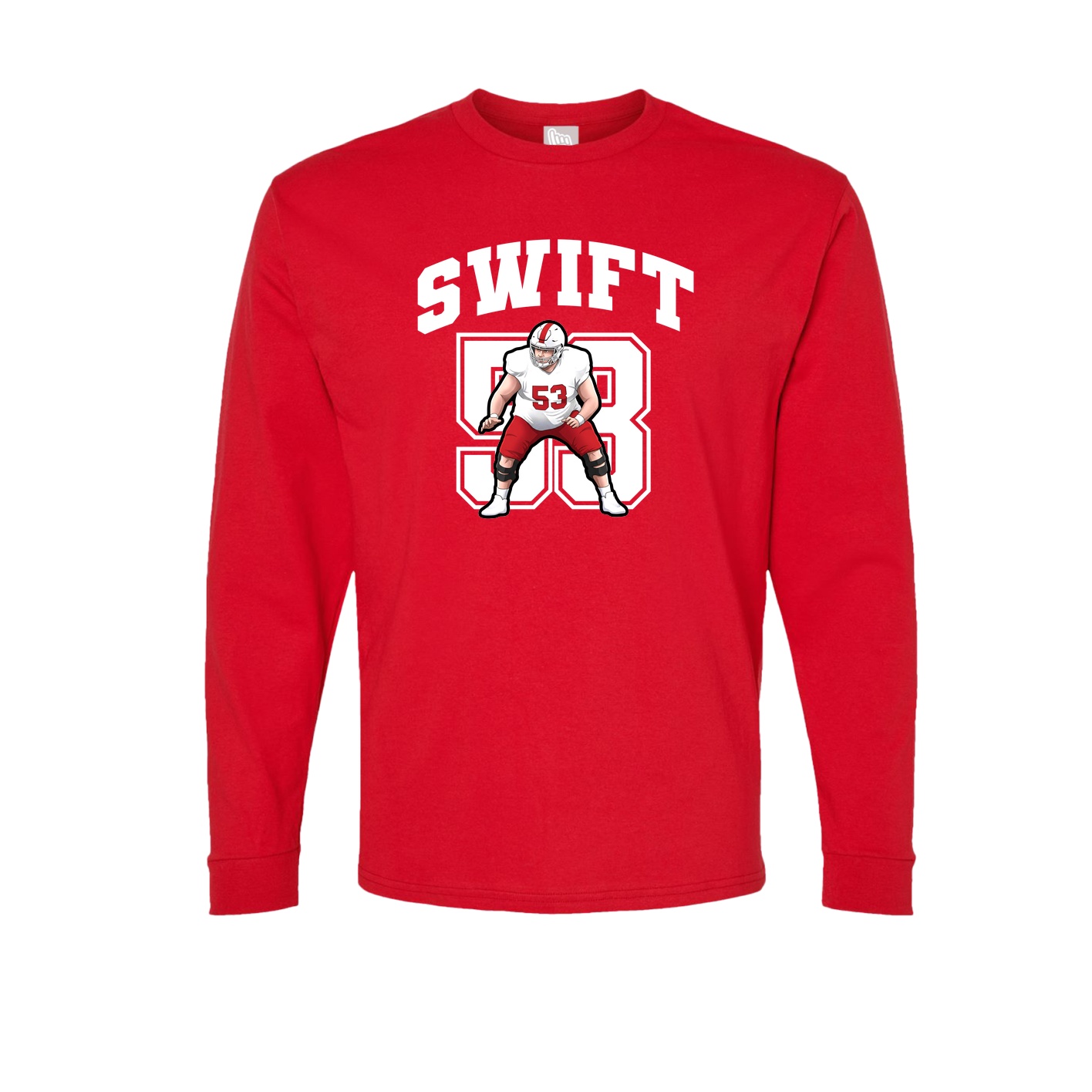 Long Sleeve Tee — Number in Red