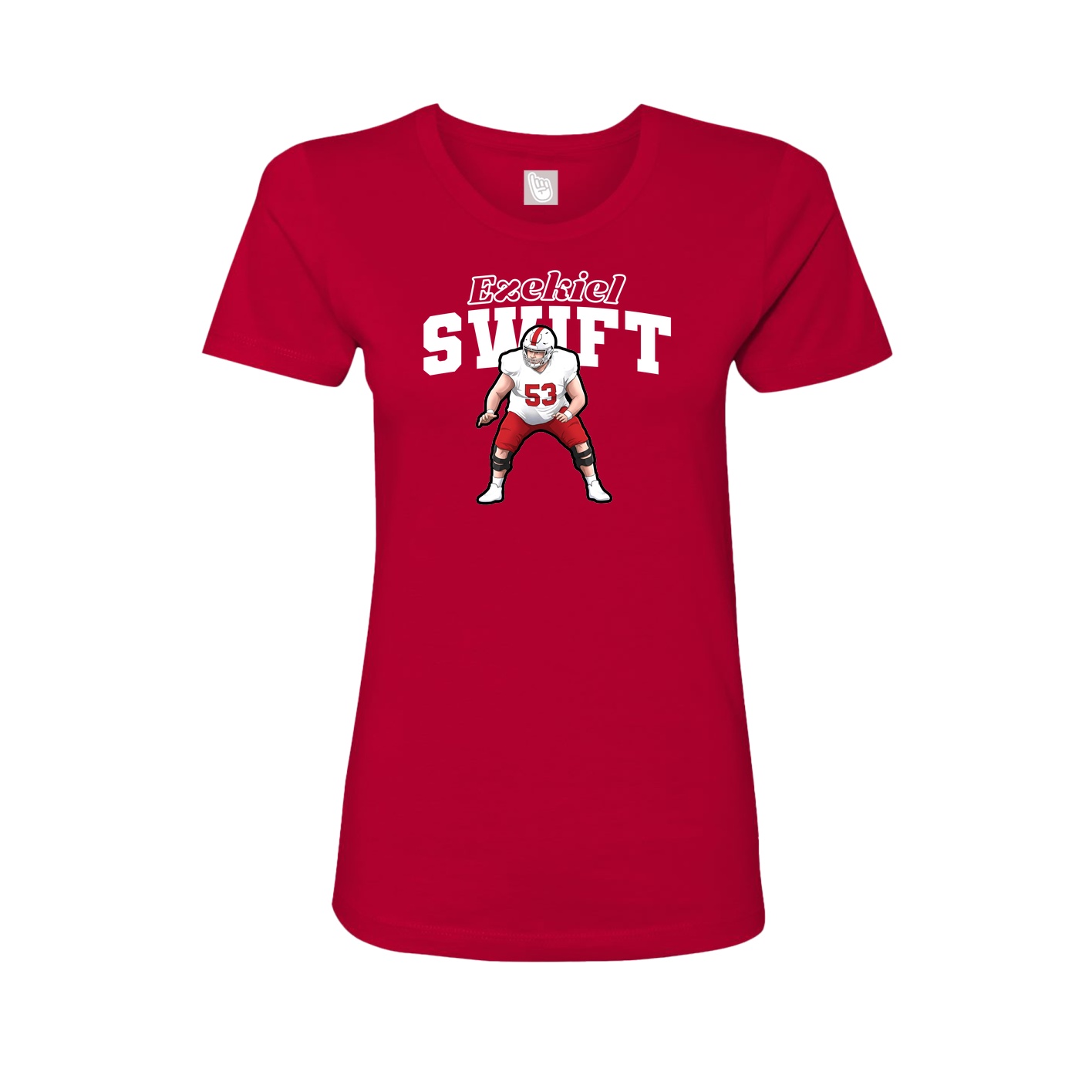 Fitted Women's Tee — Name Arch in Red