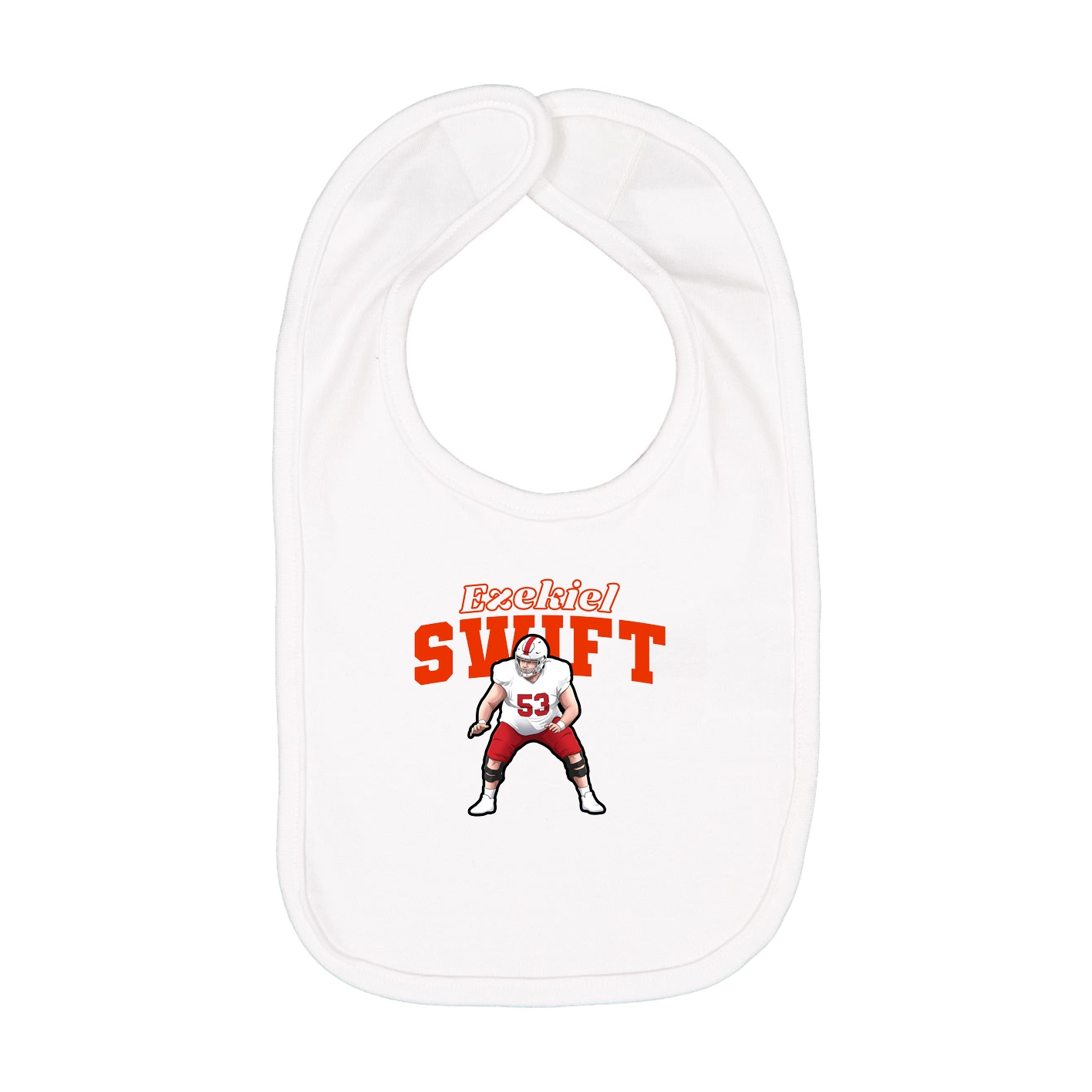 Infant Bib — Name Arch in White