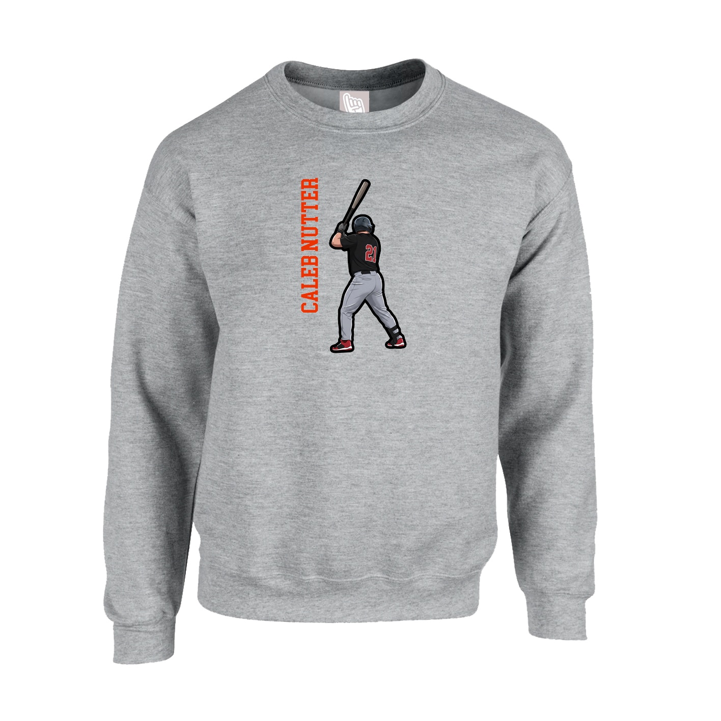 Fleece Crew — Name Vertical in Grey
