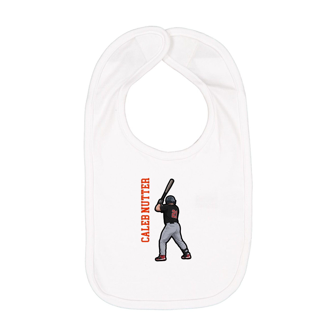 Infant Bib — Name Vertical in White