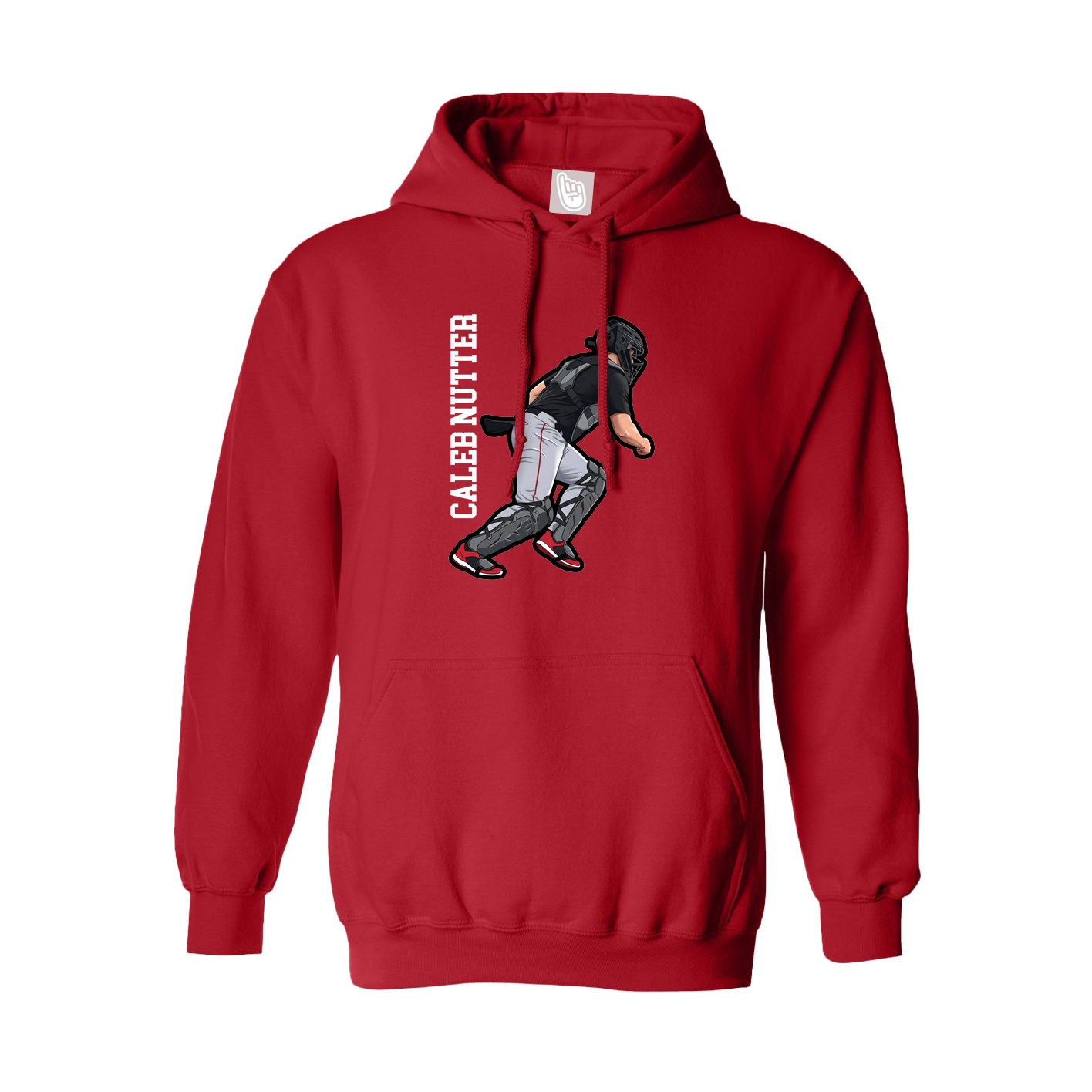 Youth Hoodie — Name Vertical in Red