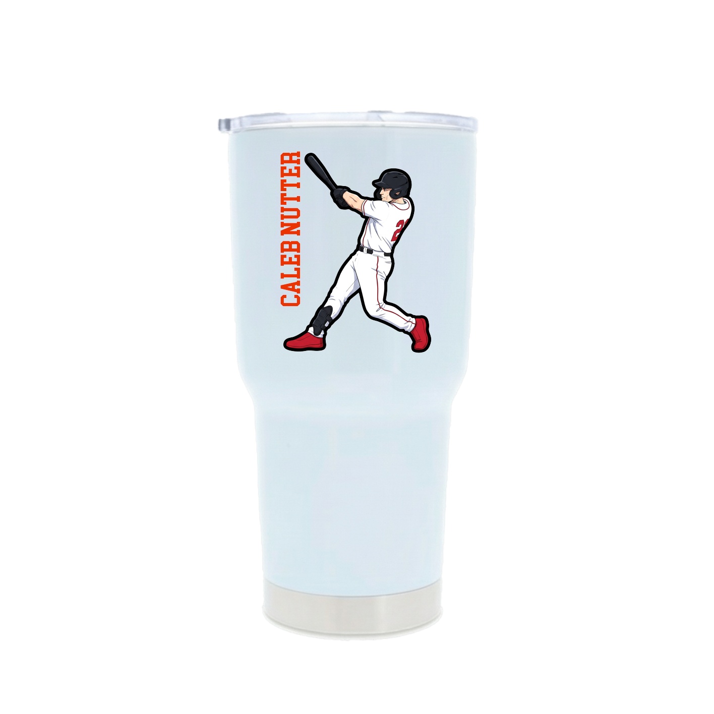 30oz Stainless Steel Tumbler — Name Vertical in White