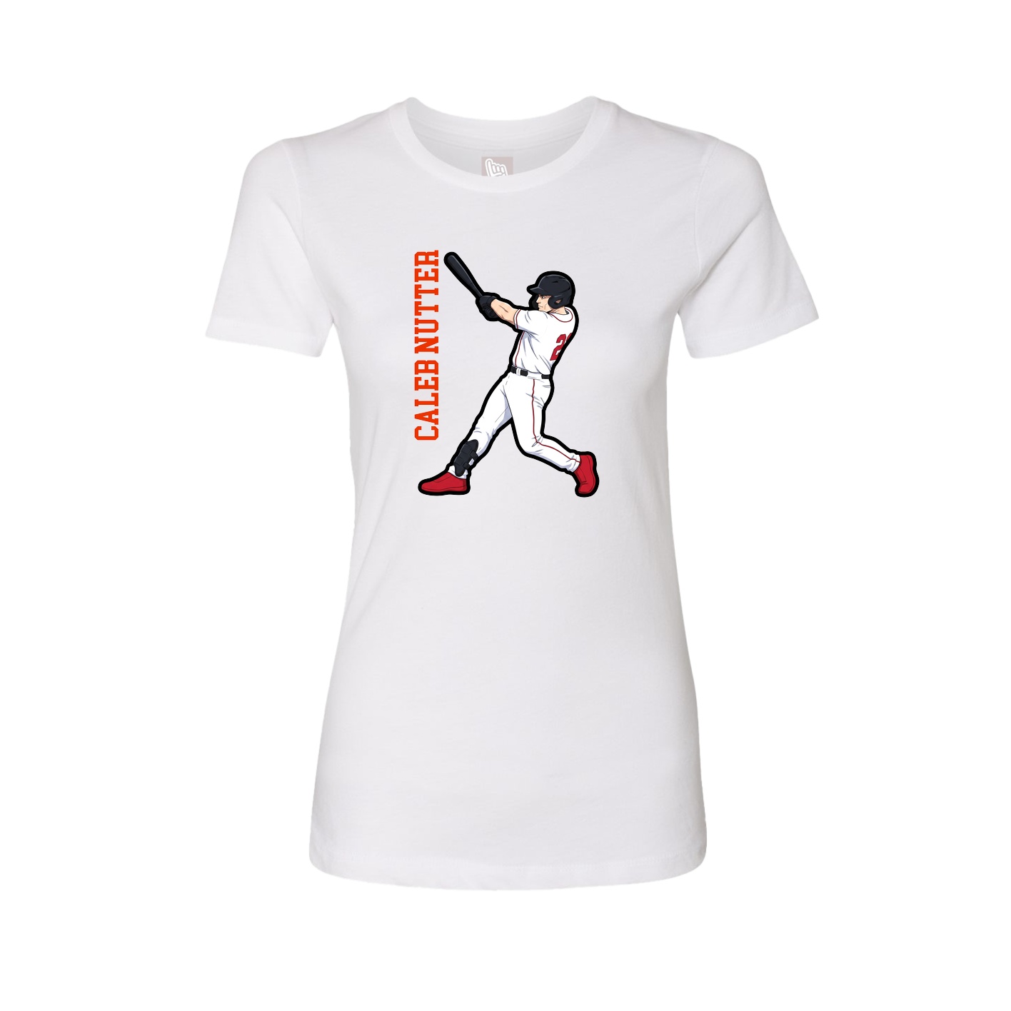 Womens Tee — Name Vertical in White