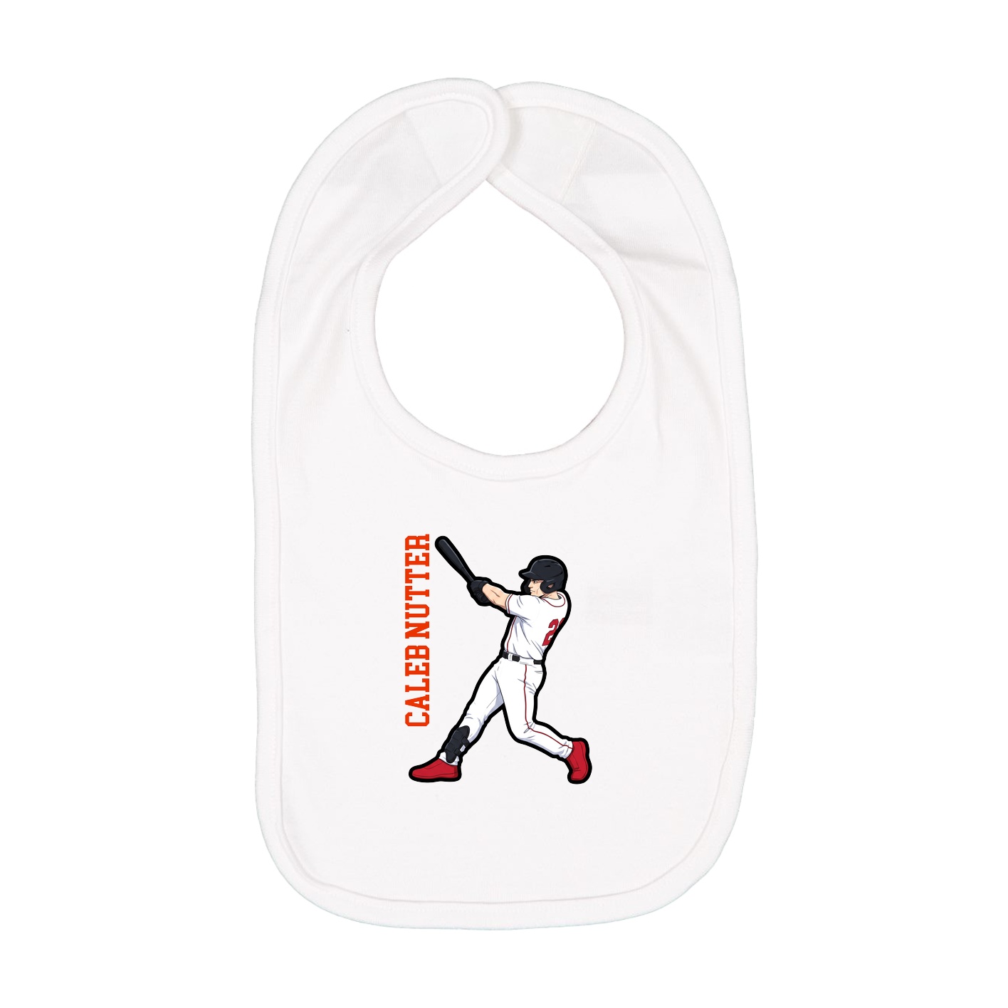 Infant Bib — Name Vertical in White