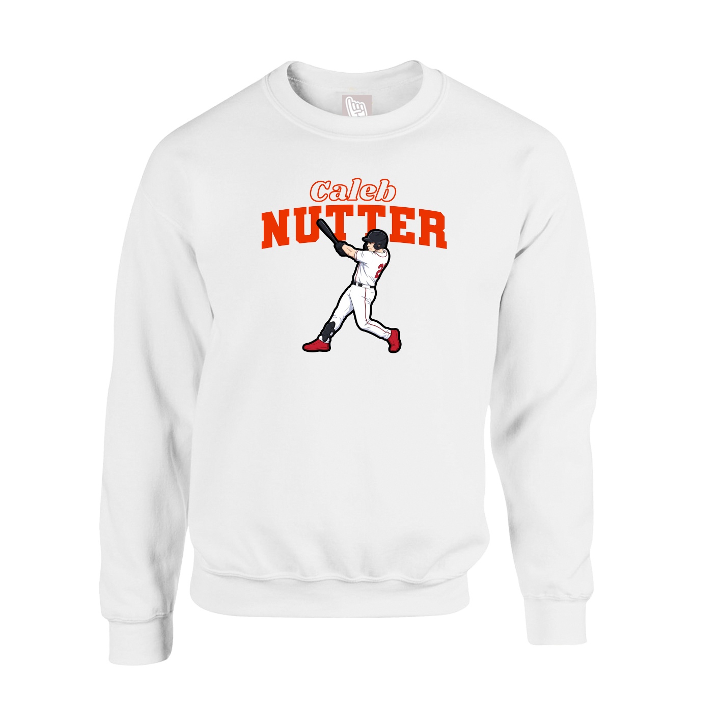 Fleece Crew — Name Arch in White