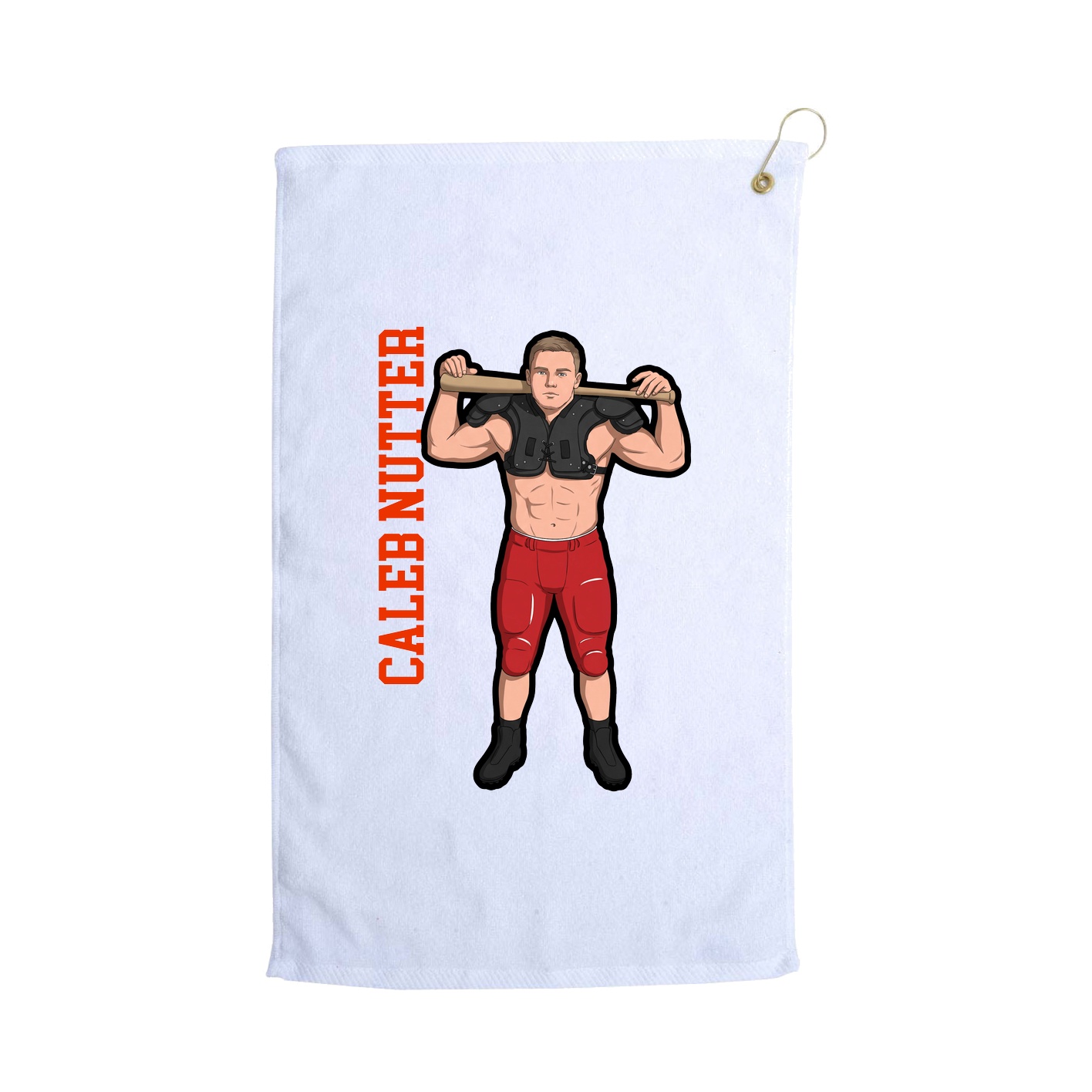 Golf Towel — Name Vertical in White