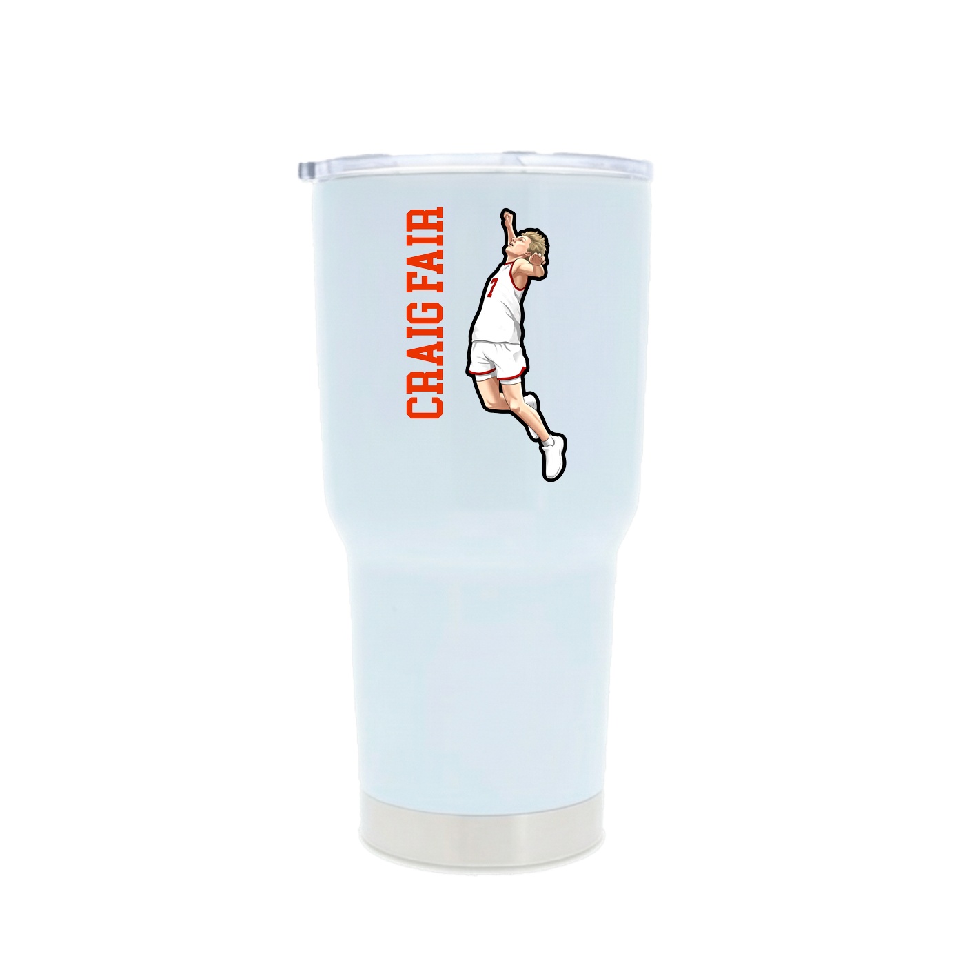 30oz Stainless Steel Tumbler — Name Vertical in White