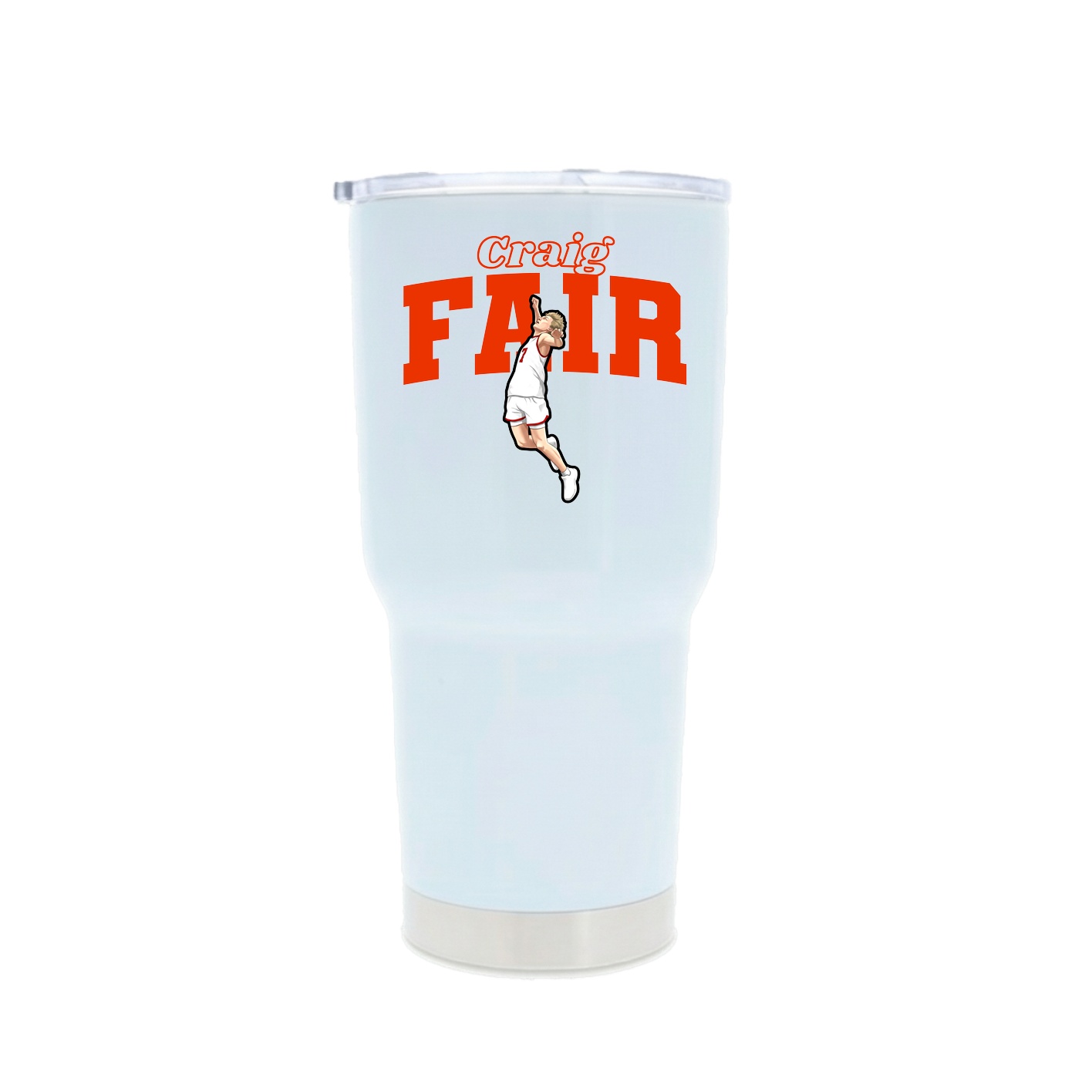 30oz Stainless Steel Tumbler — Name Arch in White