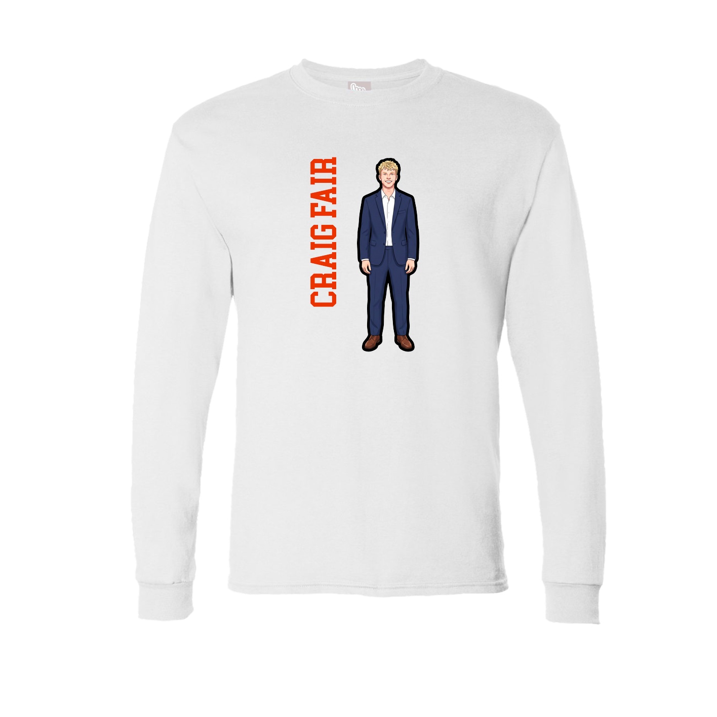 Long Sleeve Tee — Name Vertical in White