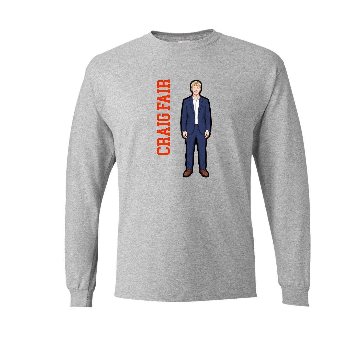 Long Sleeve Tee — Name Vertical in Grey
