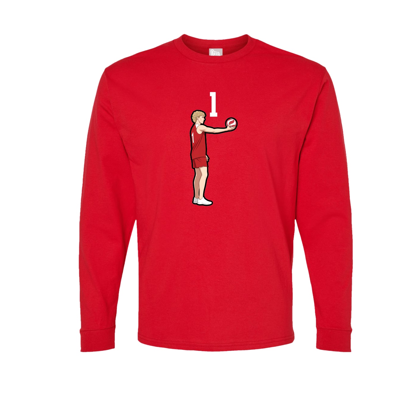Long Sleeve Tee — Number Top in Red