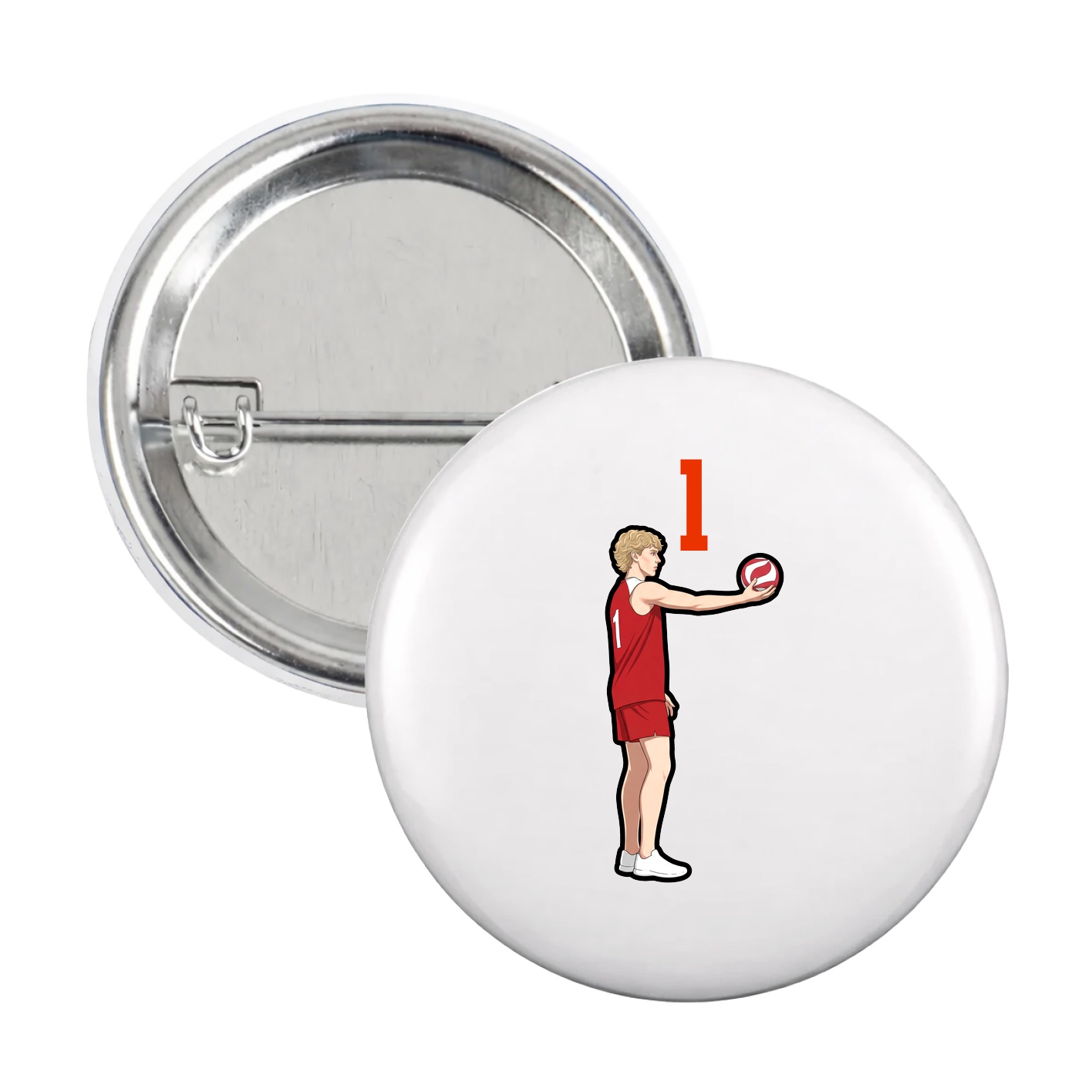Game Day Button — Number Top in White