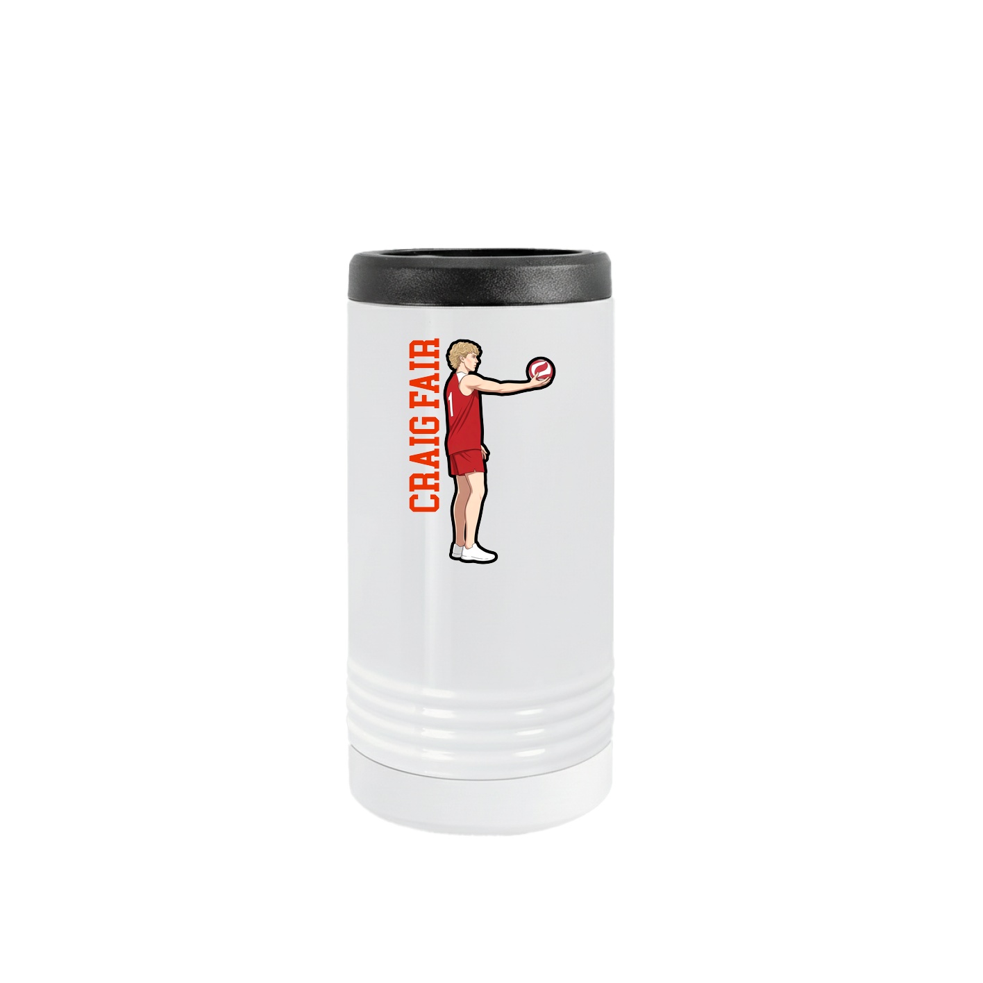 Slim Beverage Holder — Name Vertical in White