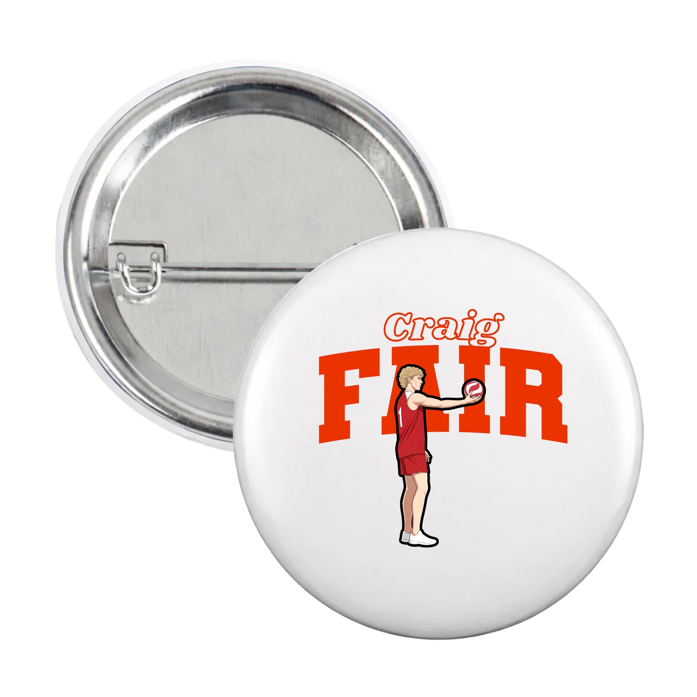 Game Day Button — Name Arch in White
