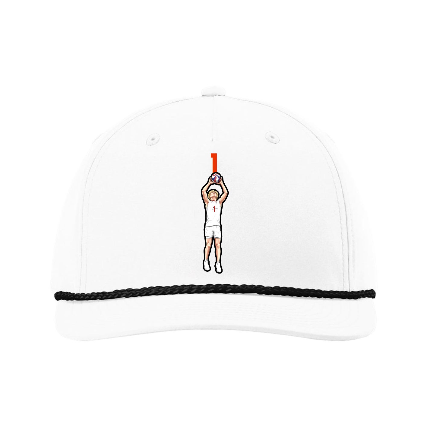 Five-Panel Classic Rope Cap — Number Top in White