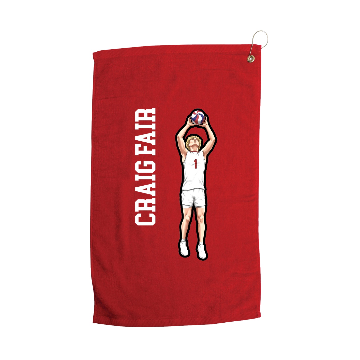 Golf Towel — Name Vertical in Red