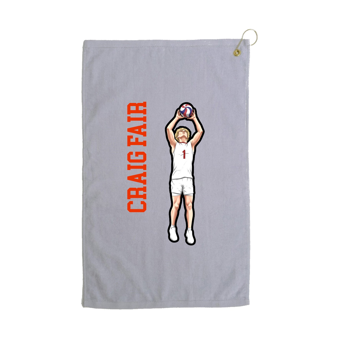 Golf Towel — Name Vertical in Grey