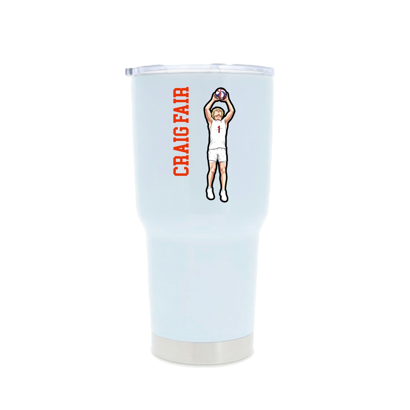 30oz Stainless Steel Tumbler — Name Vertical in White