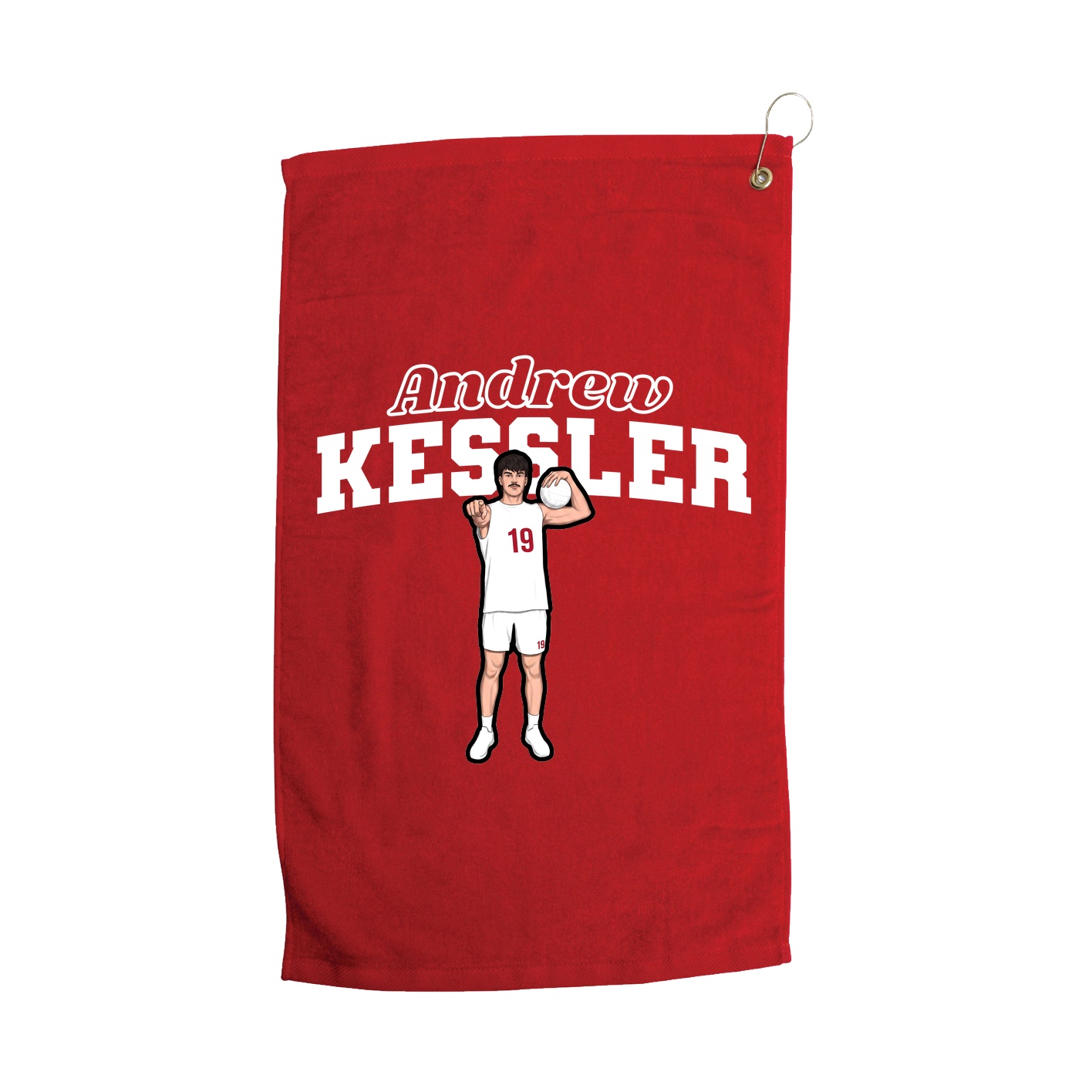 Golf Towel — Name Arch in Red