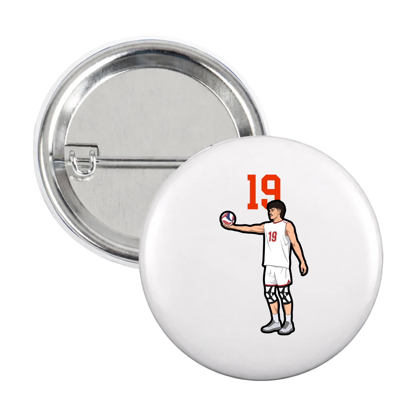 Game Day Button — Number Top in White