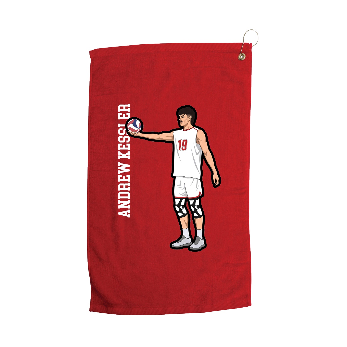 Golf Towel — Name Vertical in Red
