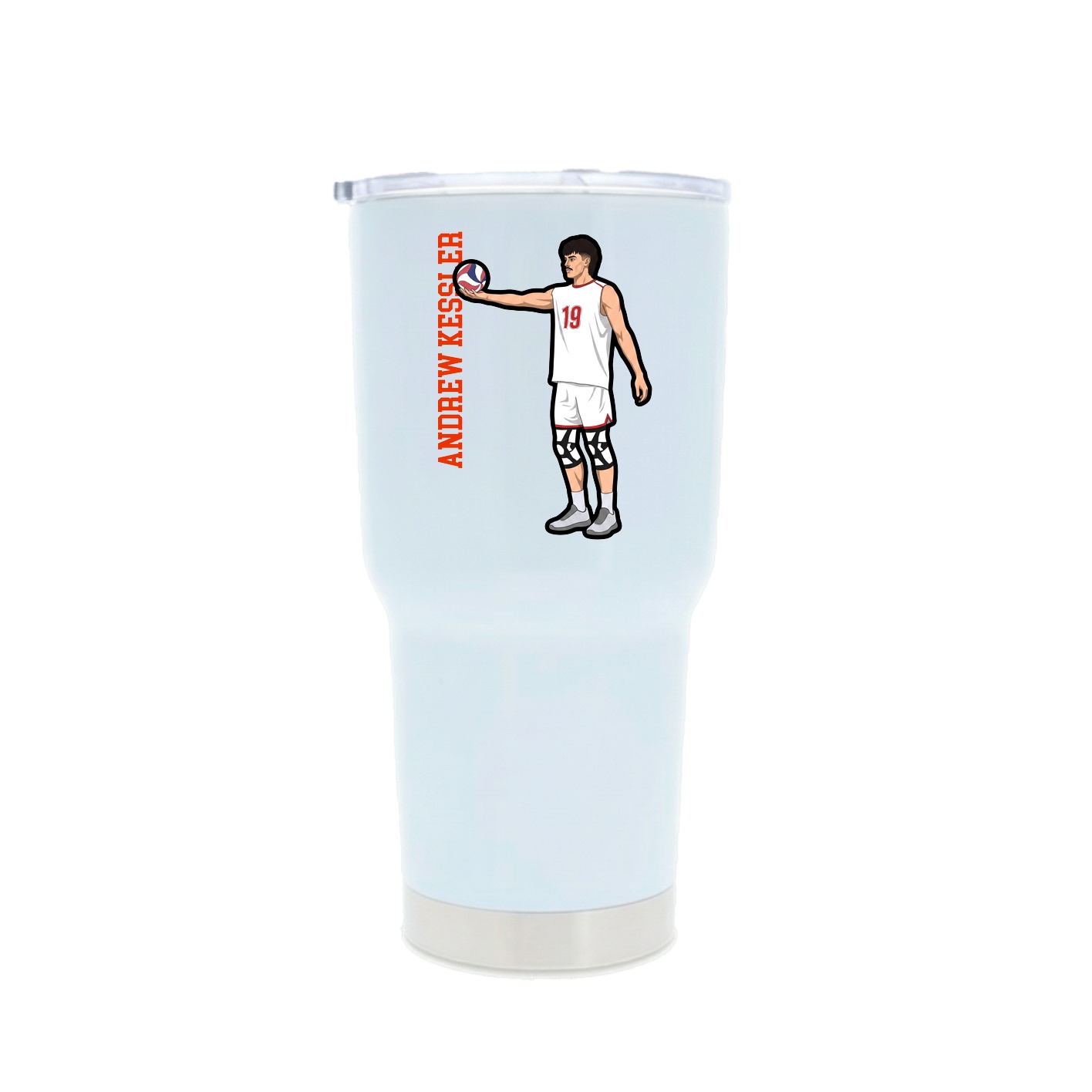 30oz Stainless Steel Tumbler — Name Vertical in White