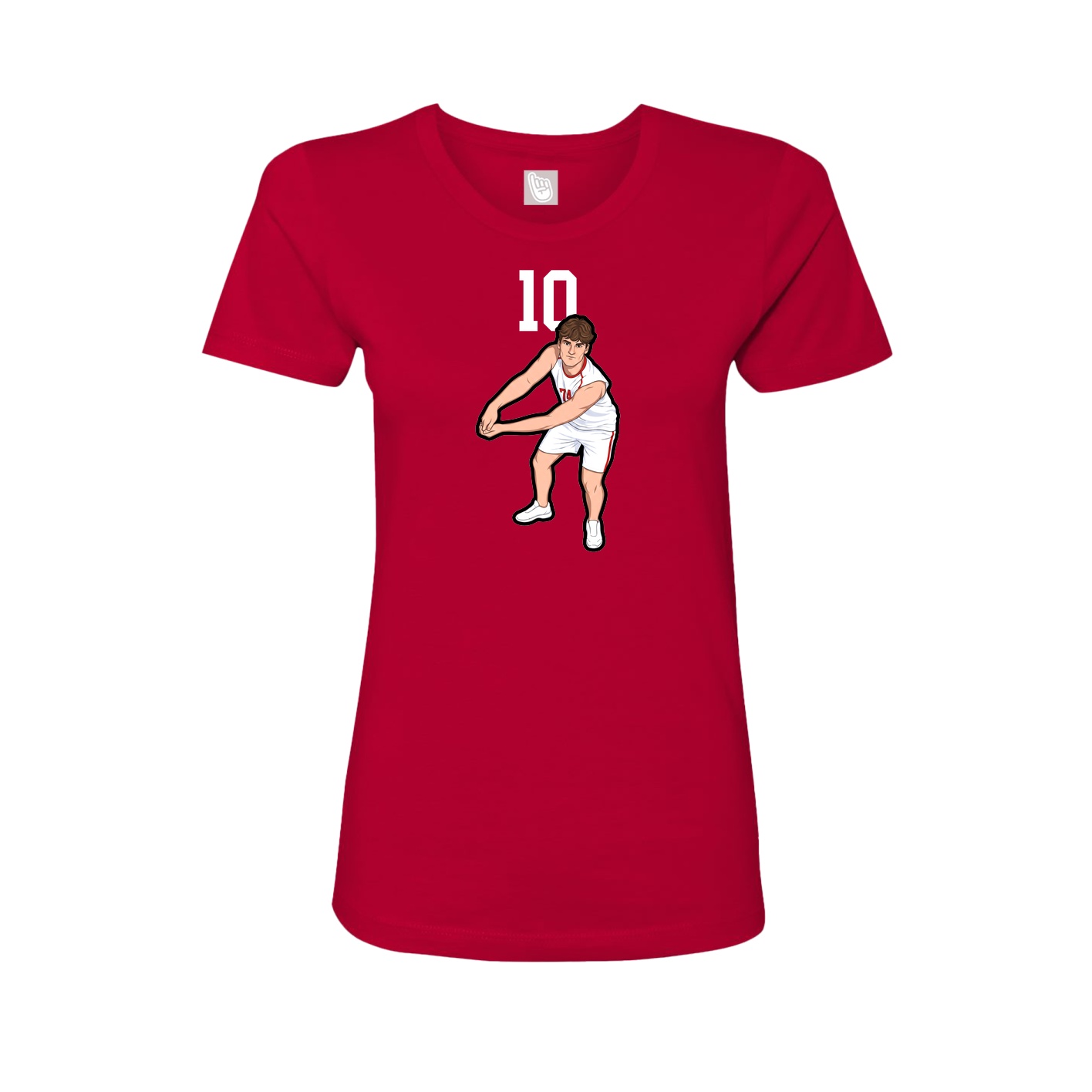 Fitted Women's Tee — Number Top in Red