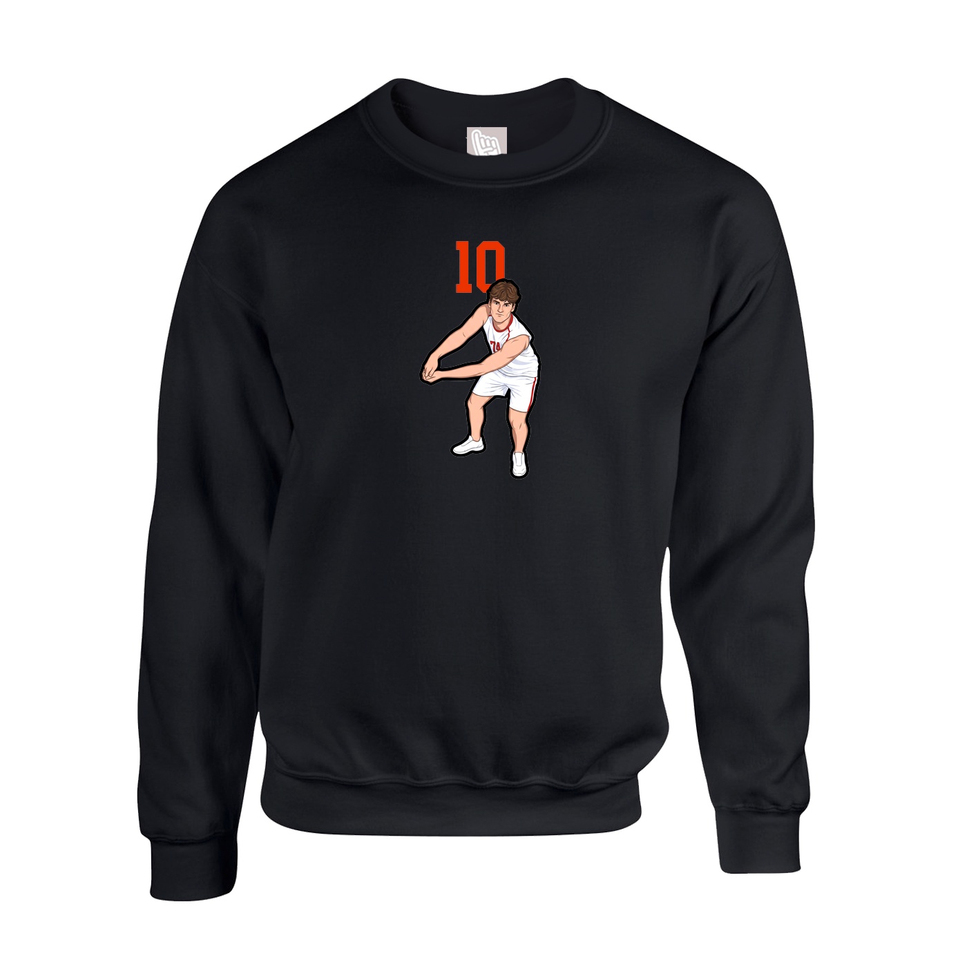 Fleece Crew — Number Top in Black