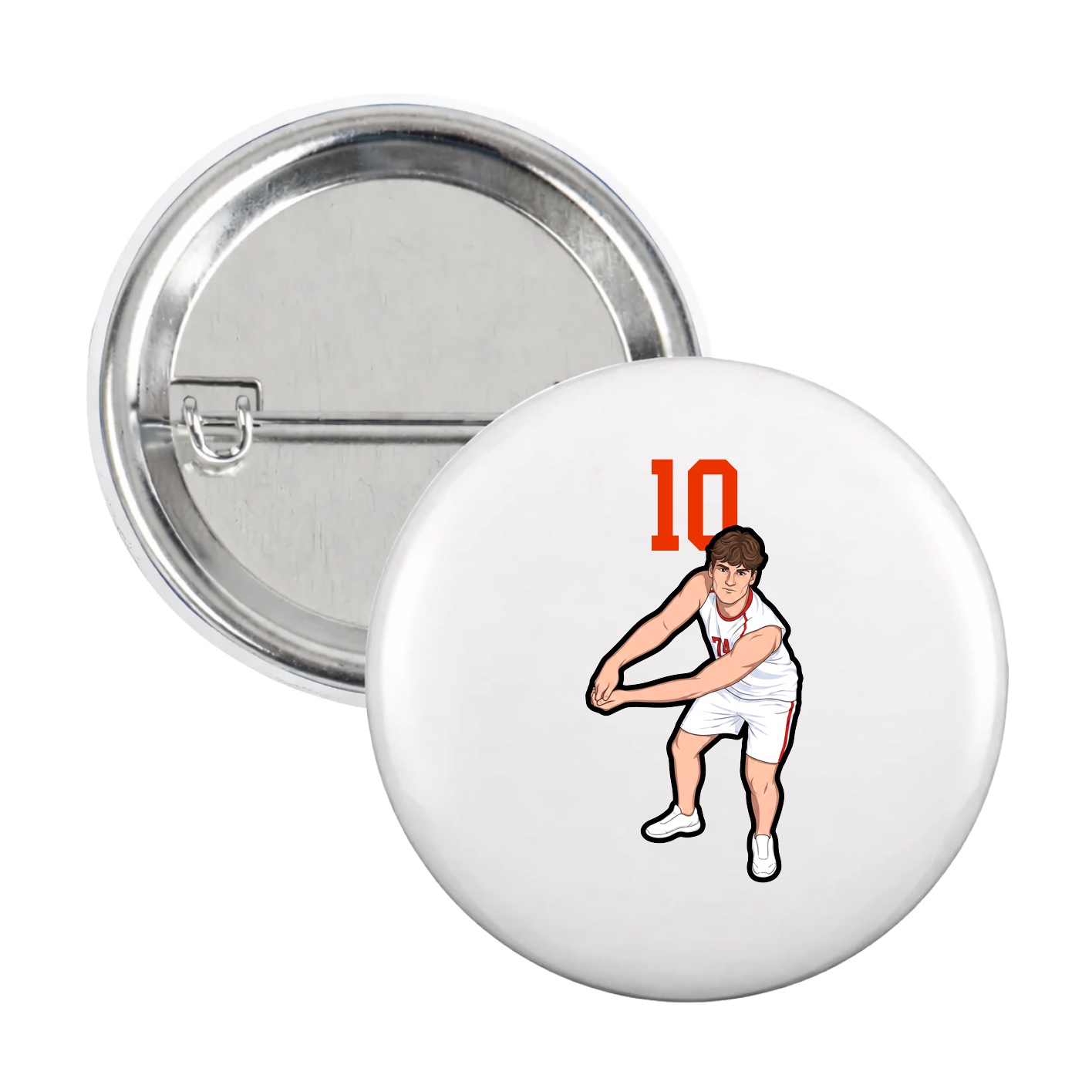 Game Day Button — Number Top in White