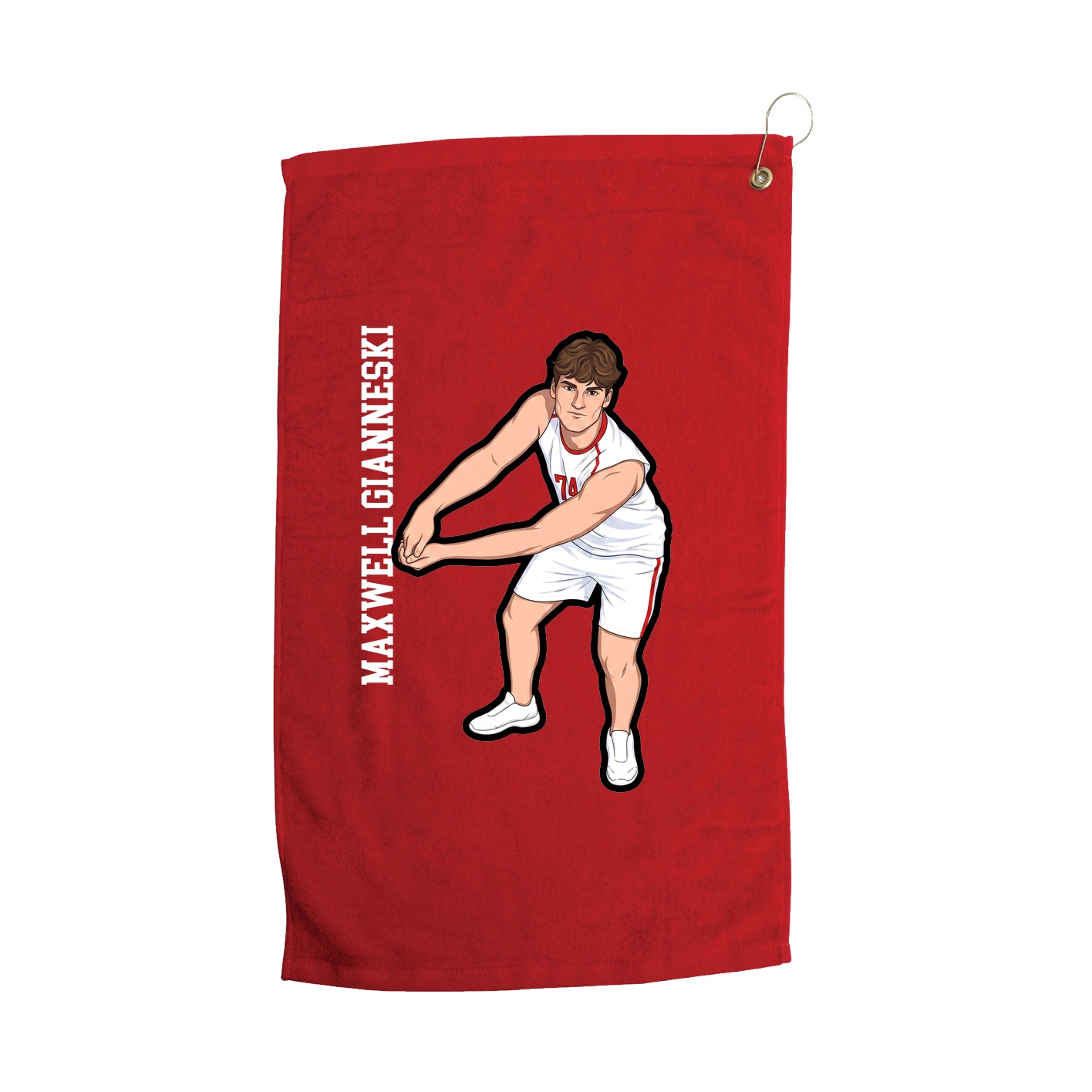 Golf Towel — Name Vertical in Red